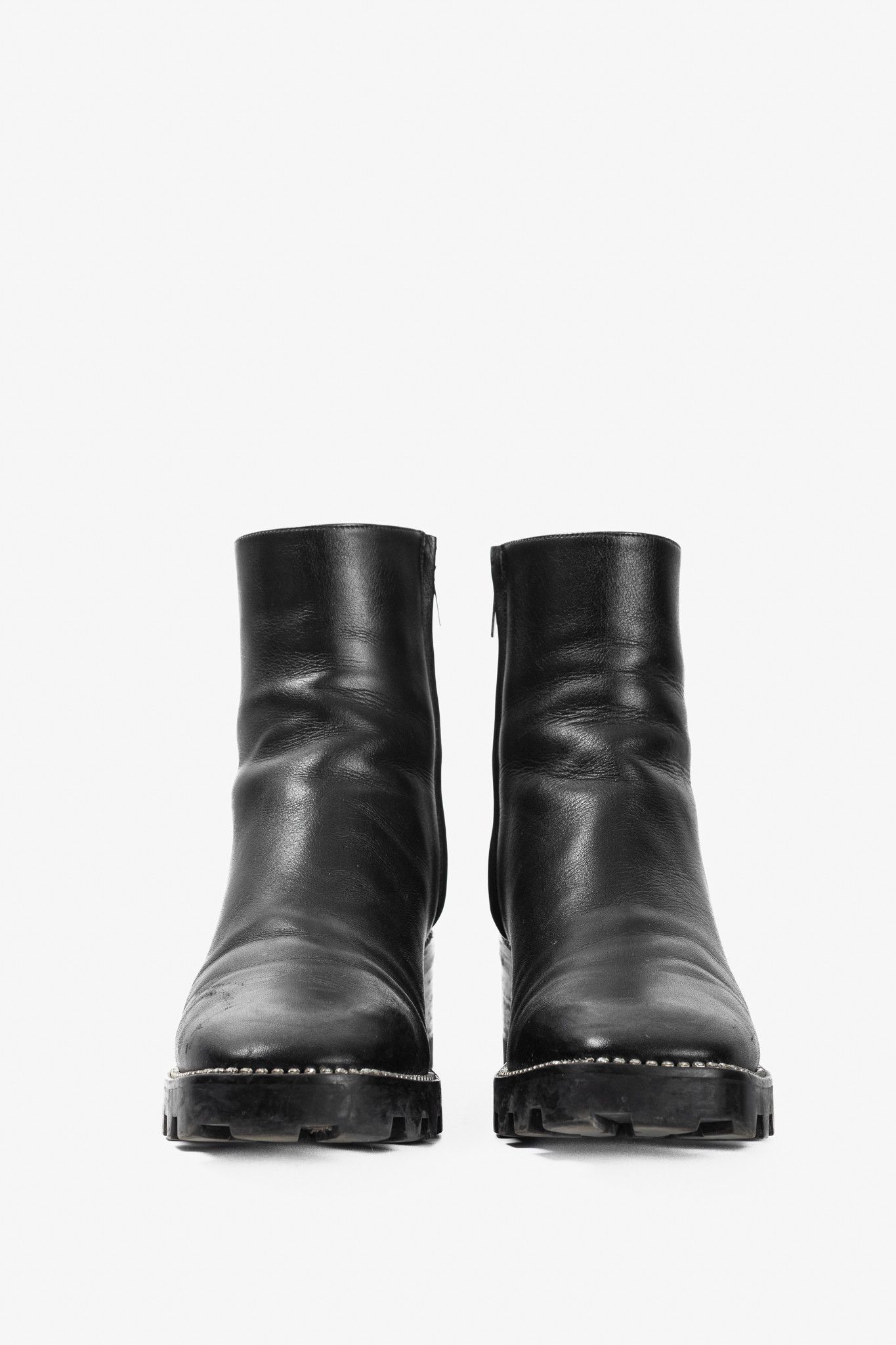 Jimmy Choo Jimmy Choo Mava 35 Smooth Leather Crystal-Trim Ankle Boots Size US 7 / IT 37 - 2 Thumbnail