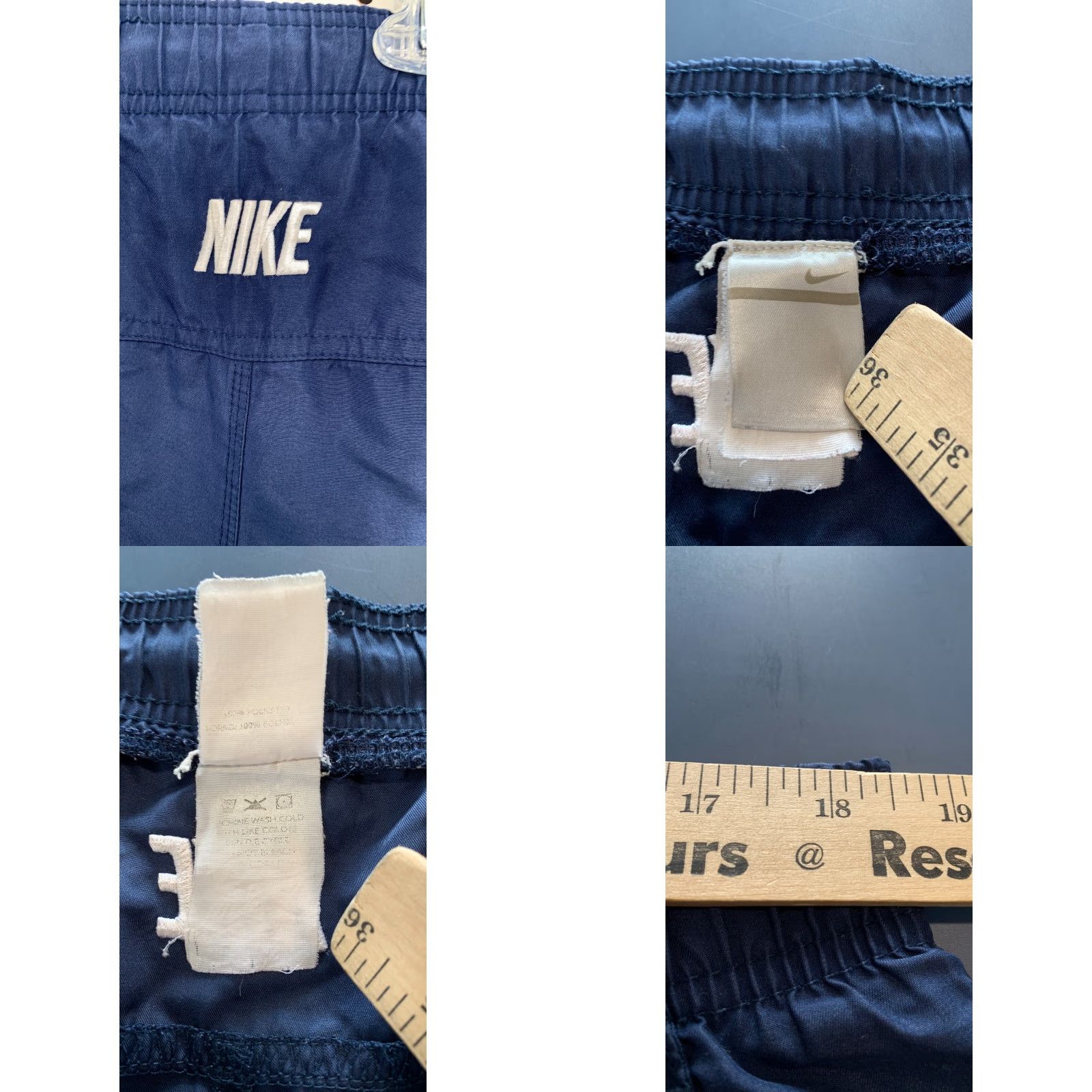 Nike Vintage Nike Shorts Navy Blue White Emrborider Spell Out Swoosh Mens 2XL 37x7 Size US 39 - 8 Thumbnail