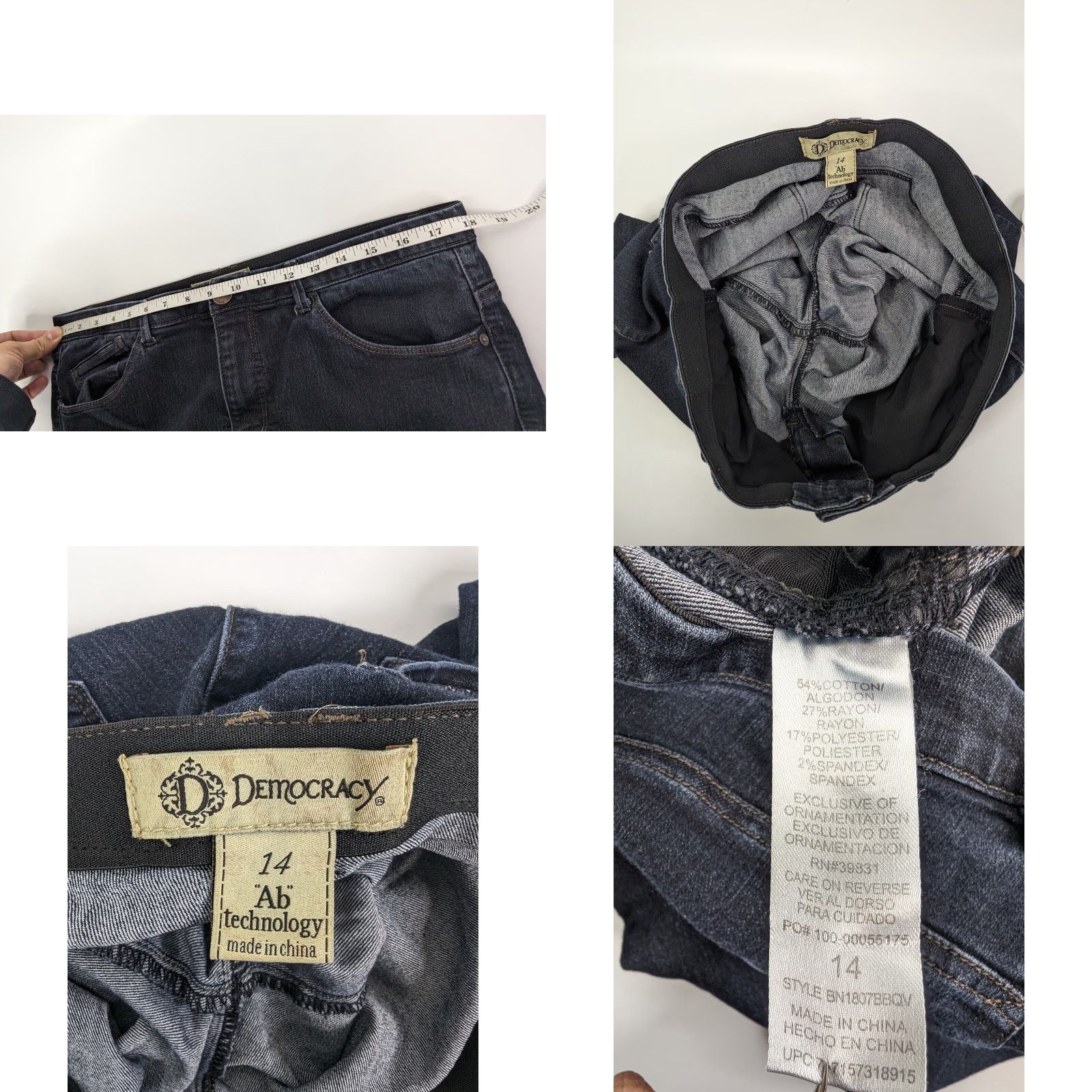 Vintage Democracy Jeans Skinny Dark Wash Size 14 Mid Rise Women's Slim 5-Pocket Denim Blue Size 36" / US 14 / IT 50 - 8 Thumbnail
