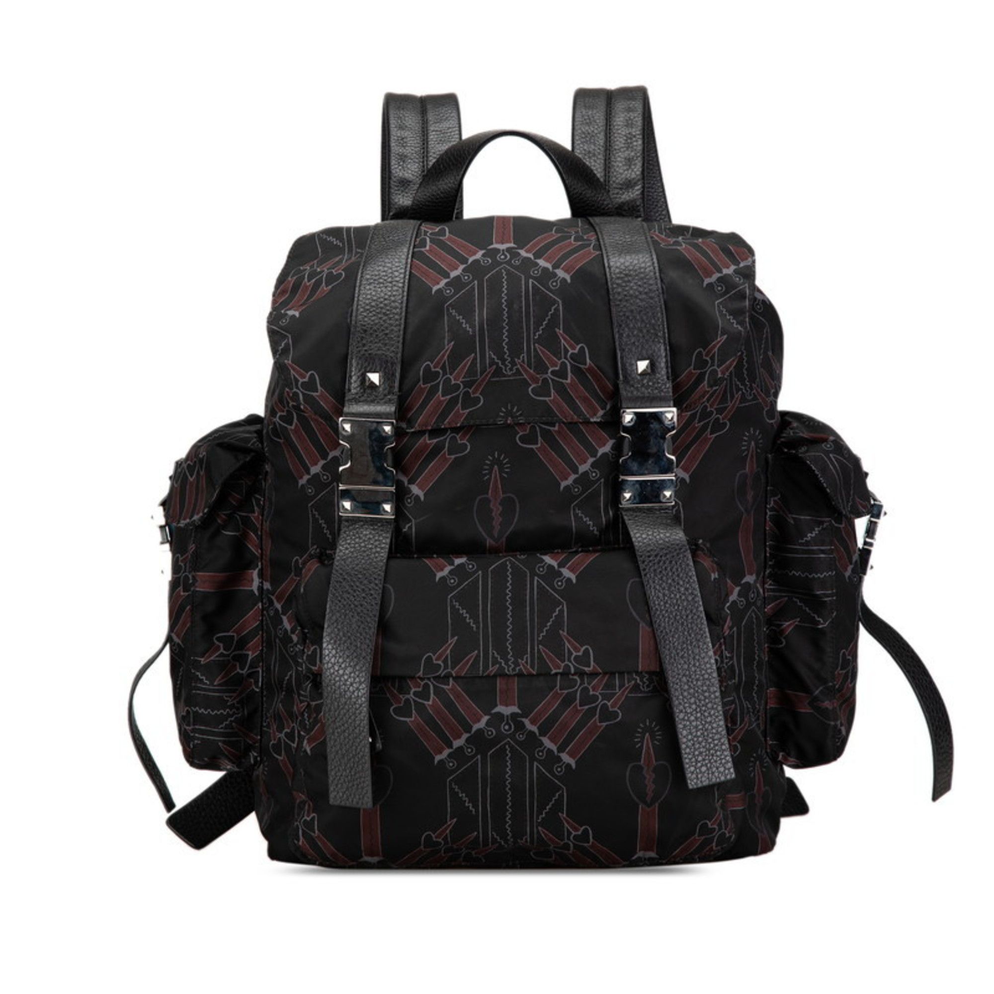 Valentino Valentino Love Blade Backpack Black Multicolor Nylon Leather Men's VALENTINO Size ONE SIZE - 1 Thumbnail