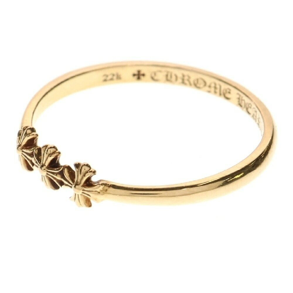 Chrome Hearts Chrome Hearts 22K Bubble Gum Triple CH Plus Gold Ring ...
