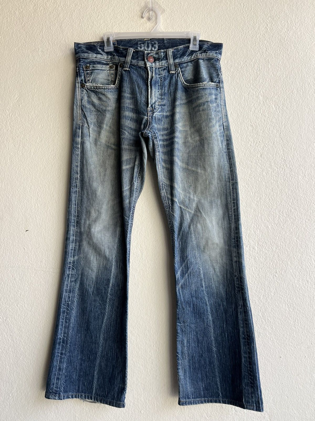 Edwin Vintage Y2K Edwin 503 BT500 Dirty Mud Denim Flare Jeans Size US 32 / EU 48 - 22 Thumbnail