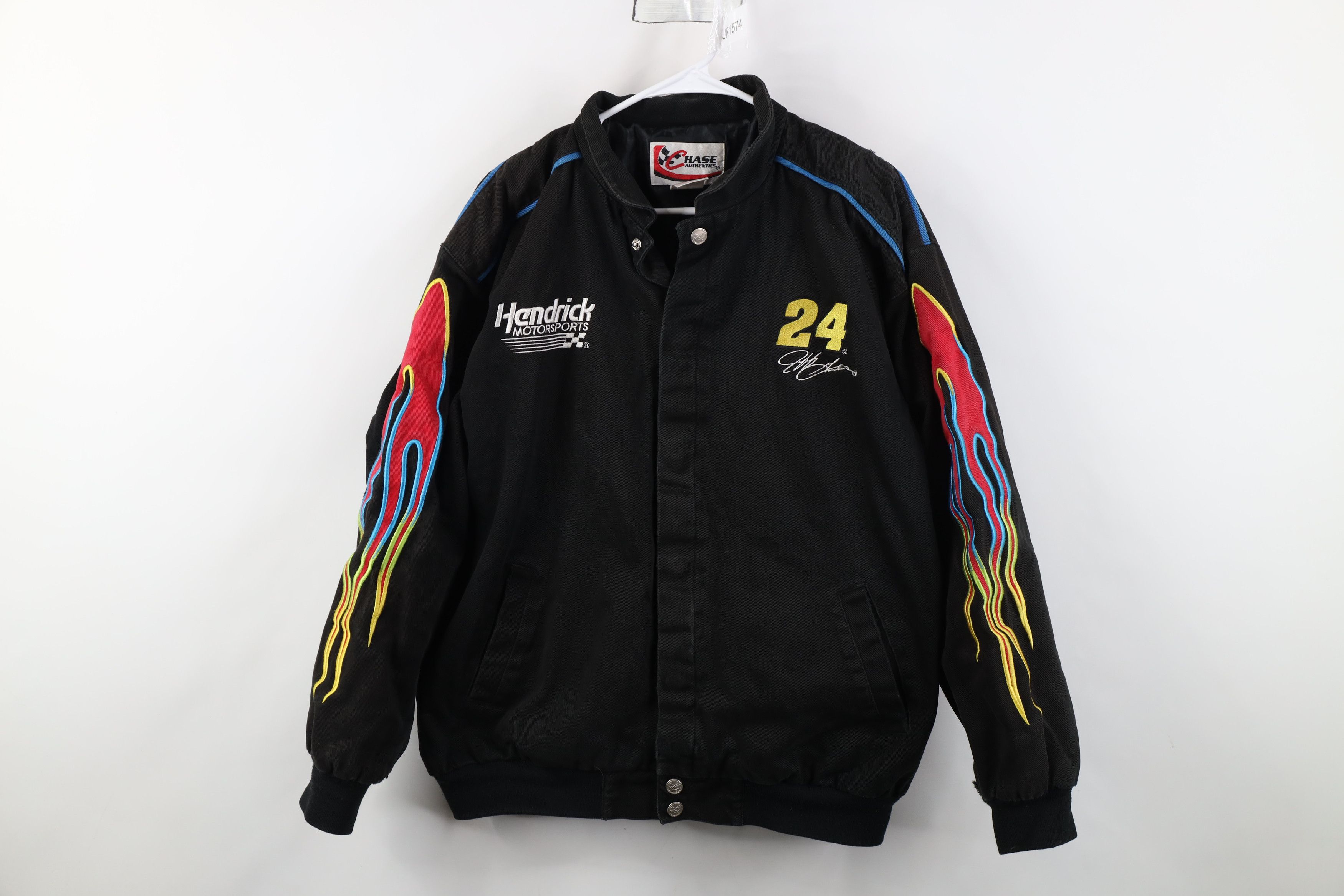Vintage Vintage 90s Y2K NASCAR Gordon Fire Flames Pit Crew Jacket Size US L / EU 52-54 / 3 - 1 Thumbnail