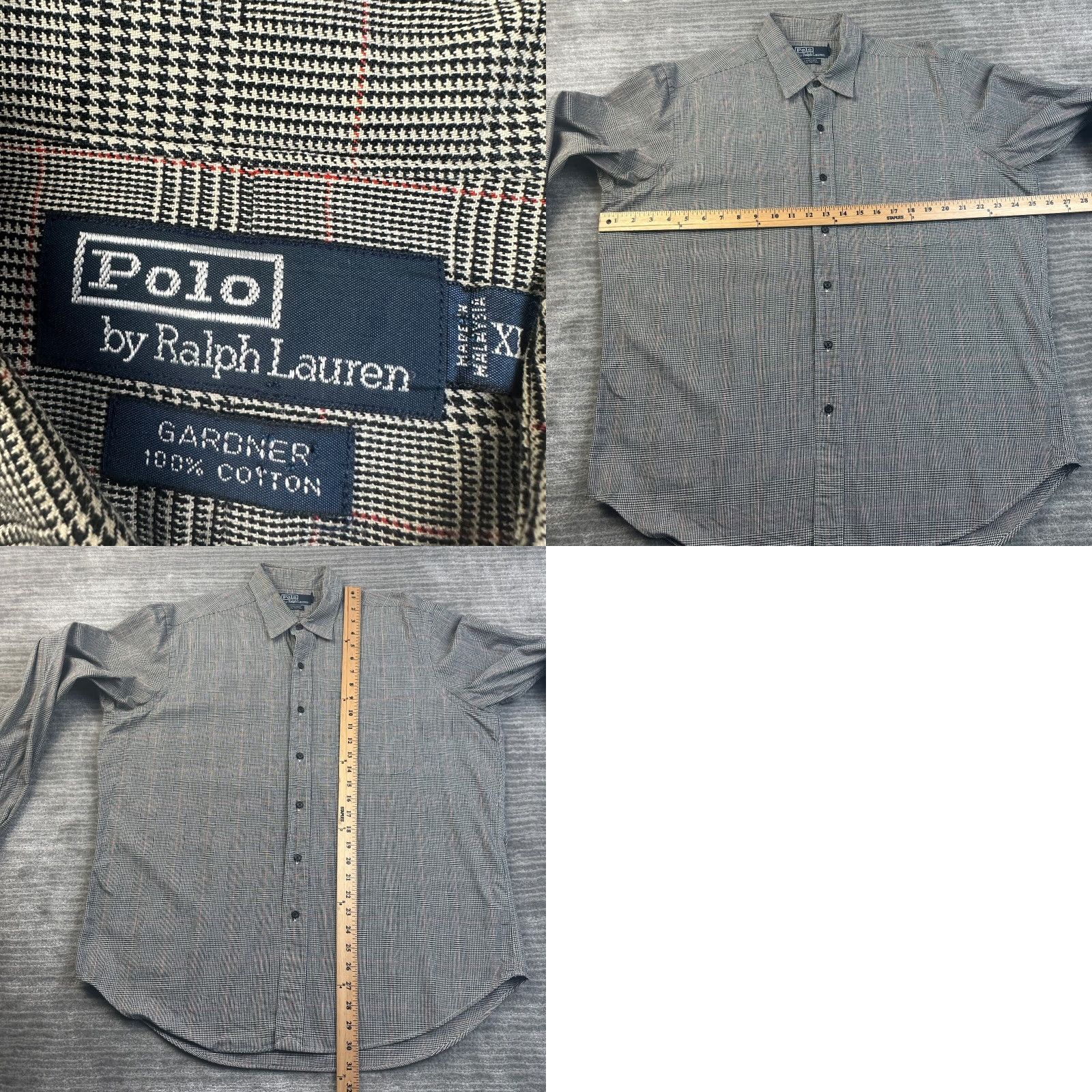 Polo Ralph Lauren VINTAGE Polo Ralph Lauren Polo Shirt Mens XL Gray Plaid Button Up Gardner Casual Size US XL / EU 56 / 4 - 8 Thumbnail