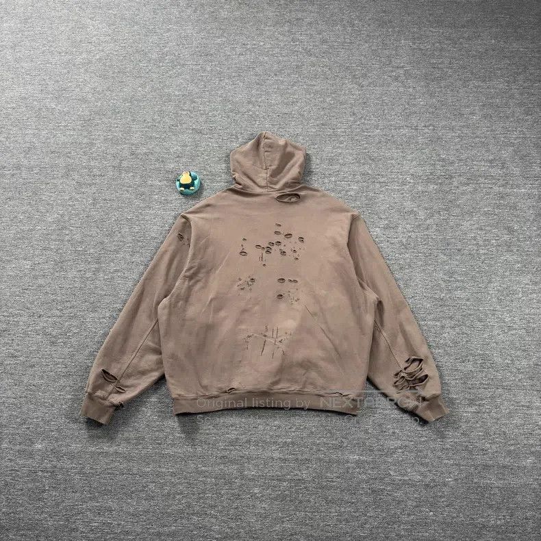 Balenciaga Balenciaga Beige Destroyed Hoodie Size US M / EU 48-50 / 2 - 9 Thumbnail