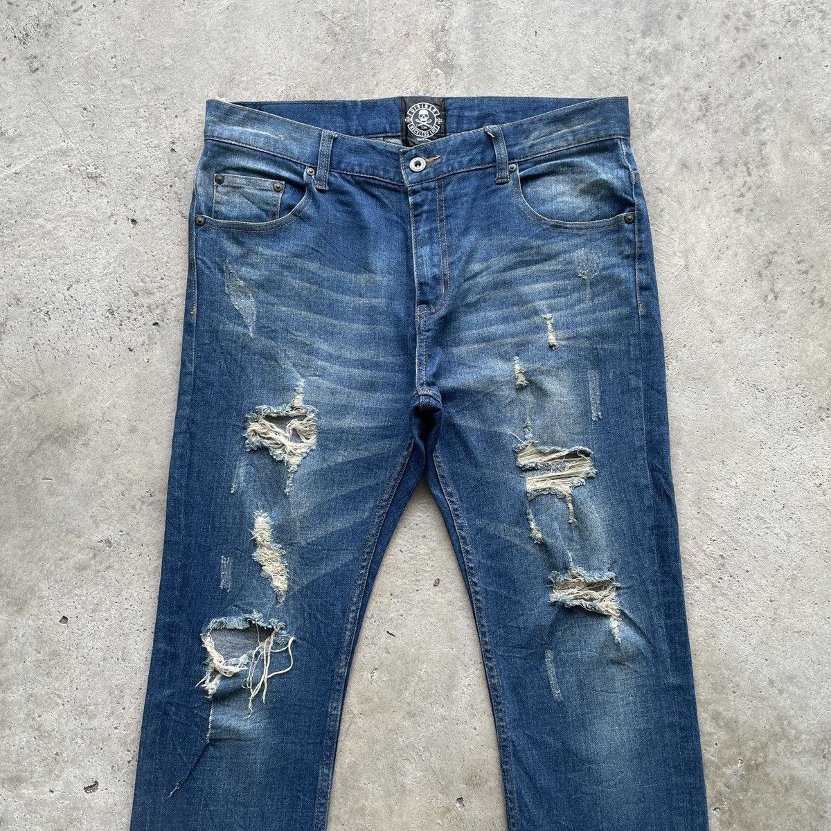 Japanese Brand Vintage Diviner Reckless Life Distressed Jeans Ripped Pants Size US 34 / EU 50 - 3 Thumbnail