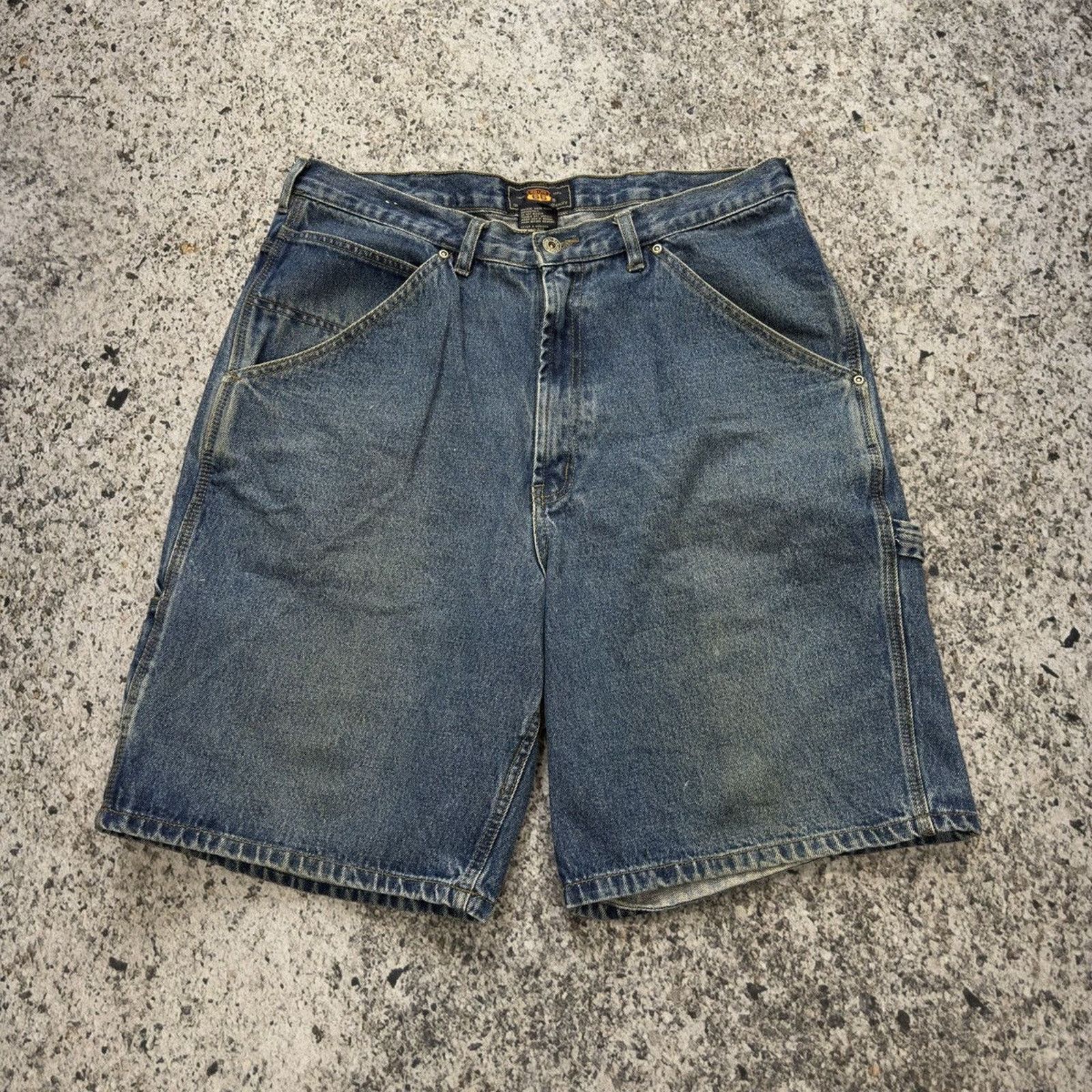 Vintage Faded Thrashed Distressed Denim Carpenter Shorts ERD Grunge Size US 36 / EU 52 - 1 Thumbnail