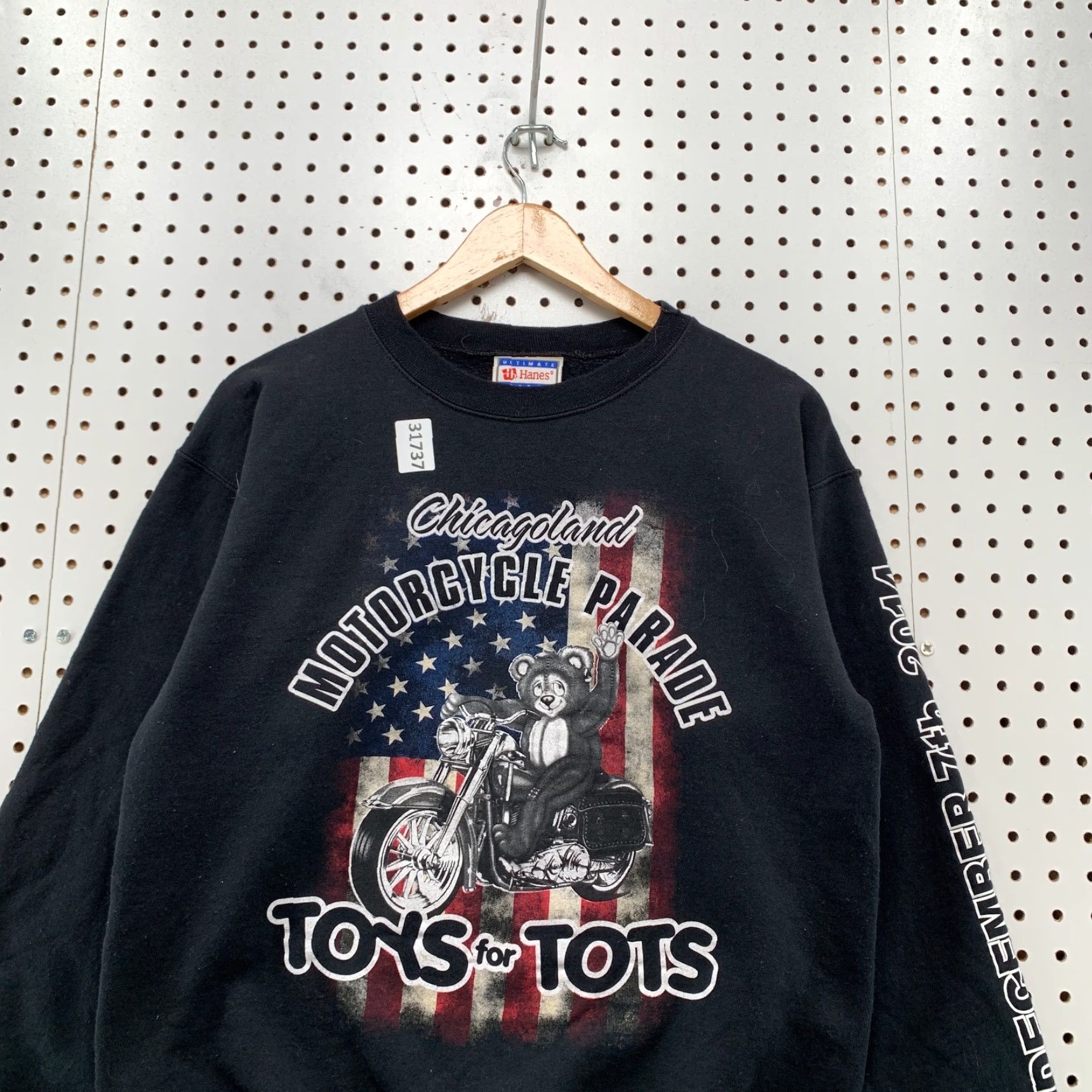 Hanes VINTAGE Hanes Motorcycle Sweatshirt Shirt Mens S Black 2014 20x24.5 Toy For Tots Crewneck Pullover Smoke Free? Size US S / EU 44-46 / 1 - 2 Thumbnail