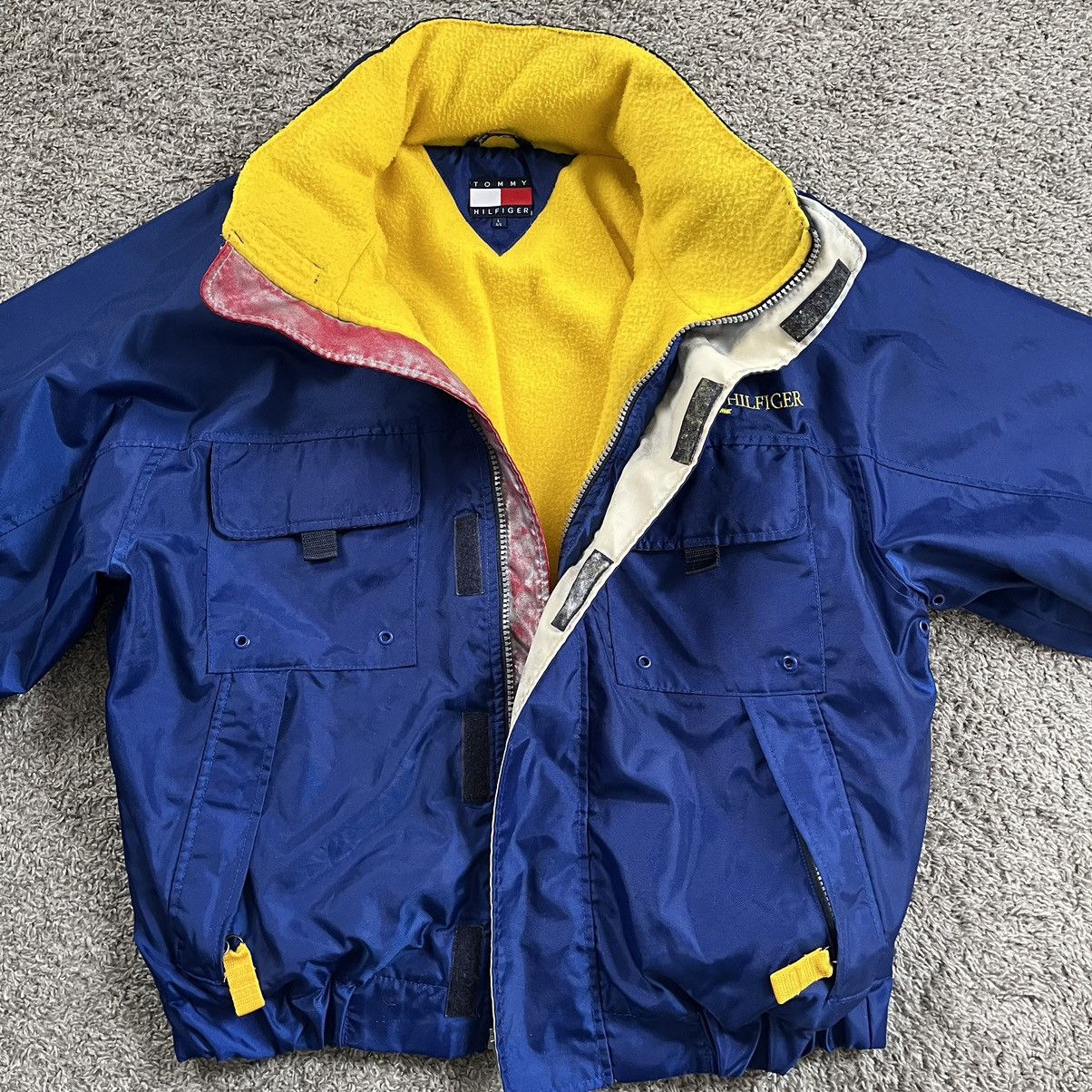 image of Vintage Tommy Hilfiger Jacket Size Large Blue Spell Out, Men's