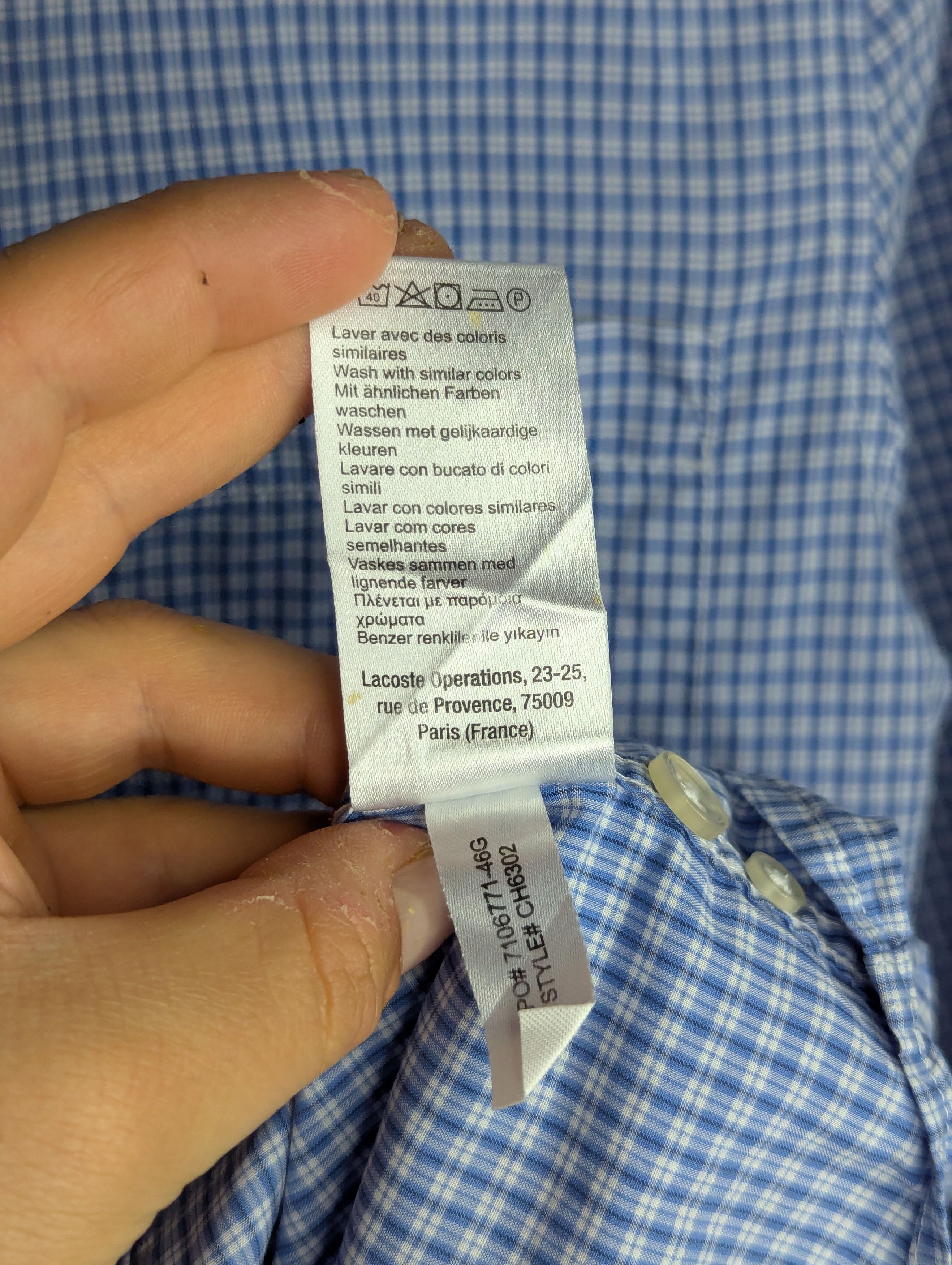 Lacoste LACOSTE Men's Blue Long Sleeve Shirt Small Check Pattern Size US S / EU 44-46 / 1 - 10 Thumbnail