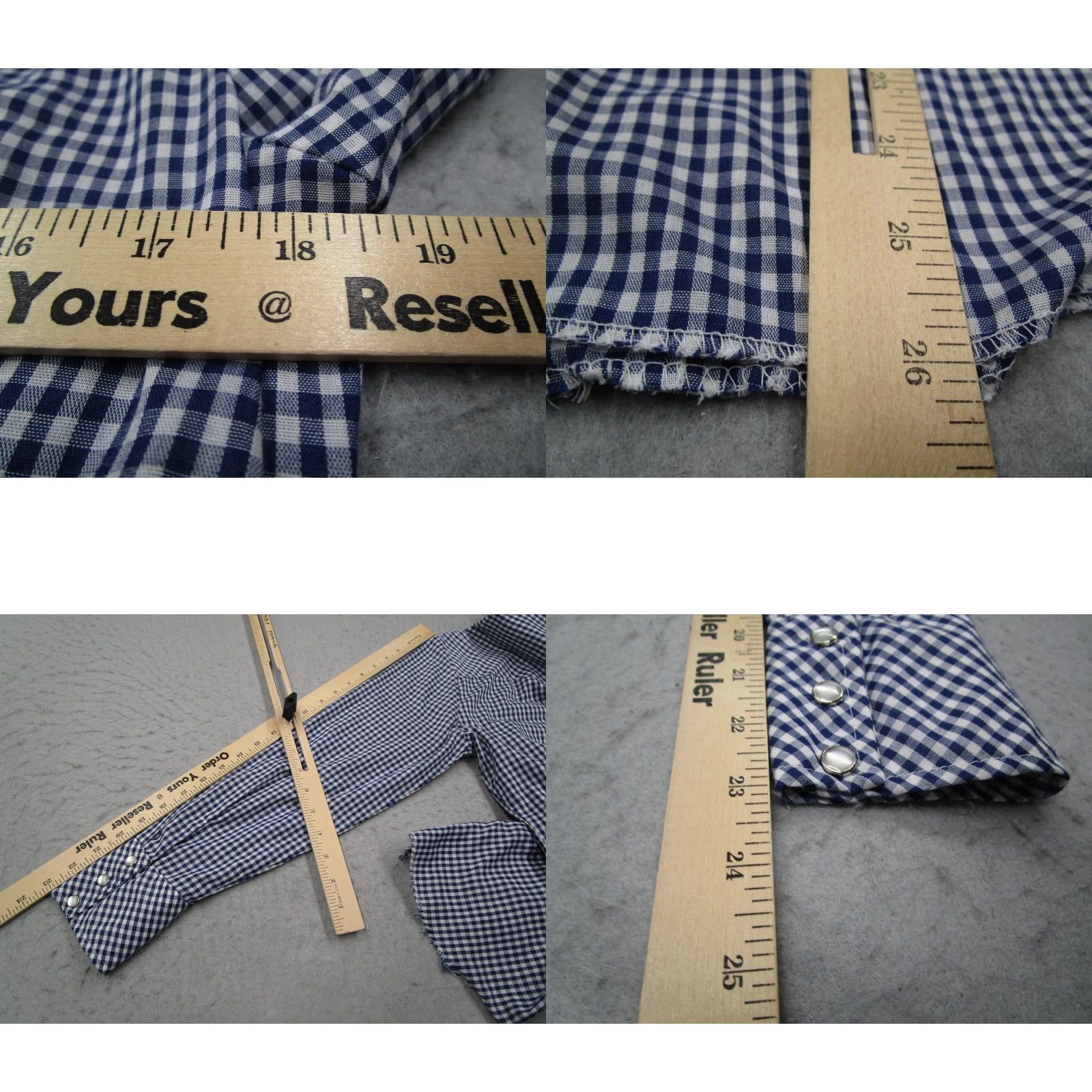 Vintage VINTAGE H Bar C Women’s Blue Check Button-Up Shirt Casual Western Yoke Pearl Snaps 70s Size XS / US 0-2 / IT 36-38 - 8 Thumbnail