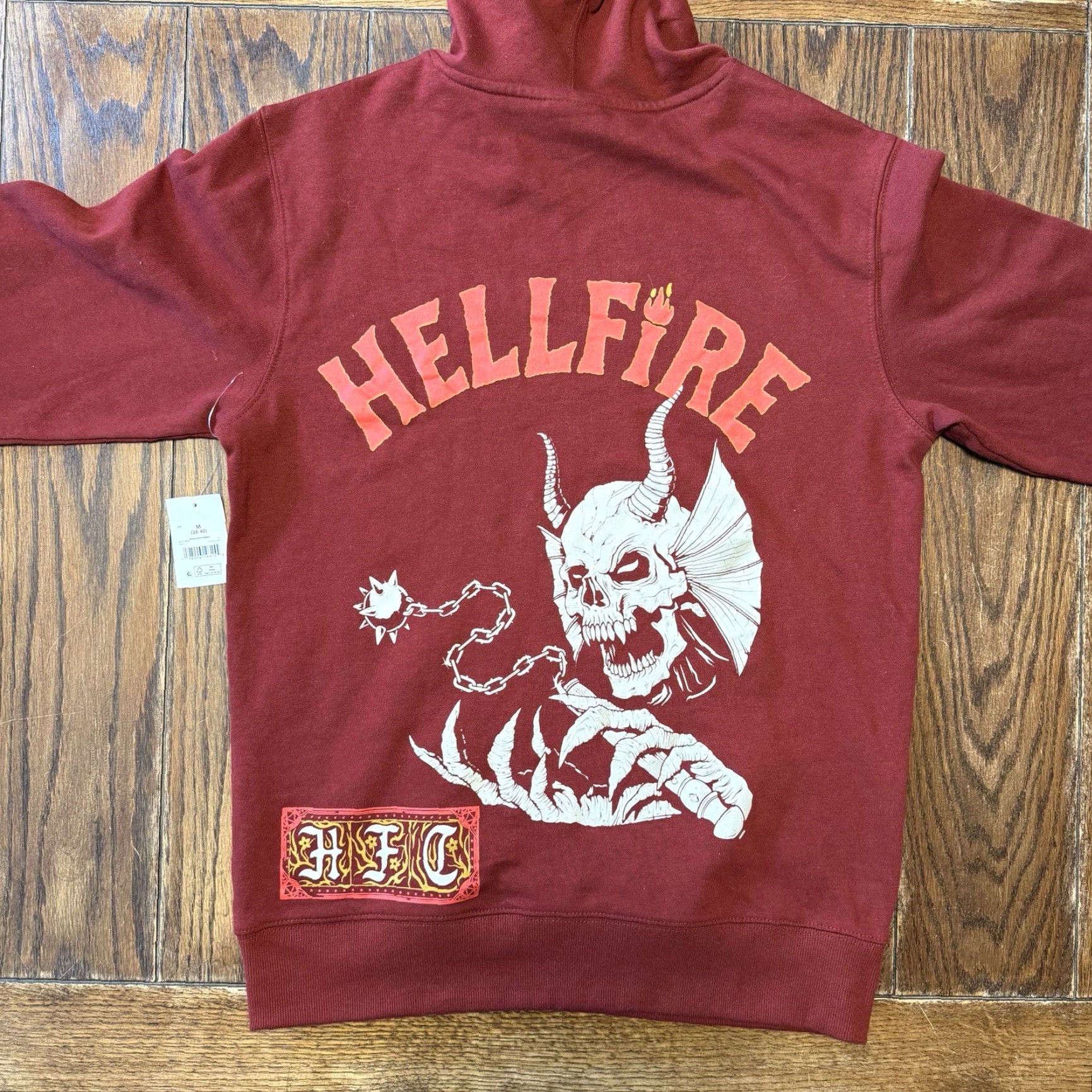 Vintage Stranger Things Hoodie Pullover Red Medium Graphic Print Hooded Unisex Adults Christmas Halloween Horror Retro Comic Gothic USA 90s Theme Size US M / EU 48-50 / 2 - 5 Thumbnail