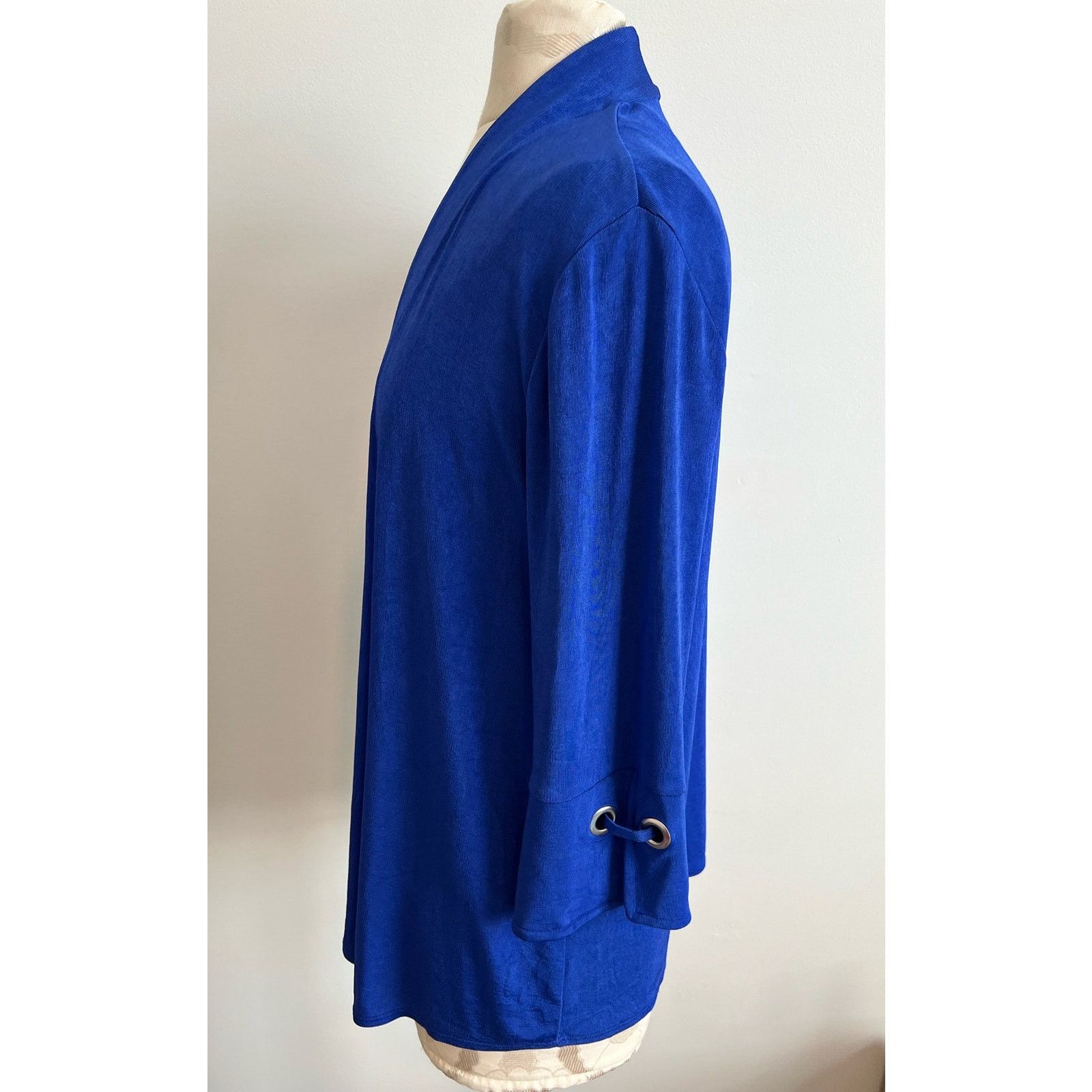 Chicos Chicos Travelers Royal Blue 3/4 Sleeve Cardigan OP (US S/4) Size S / US 4 / IT 40 - 3 Thumbnail