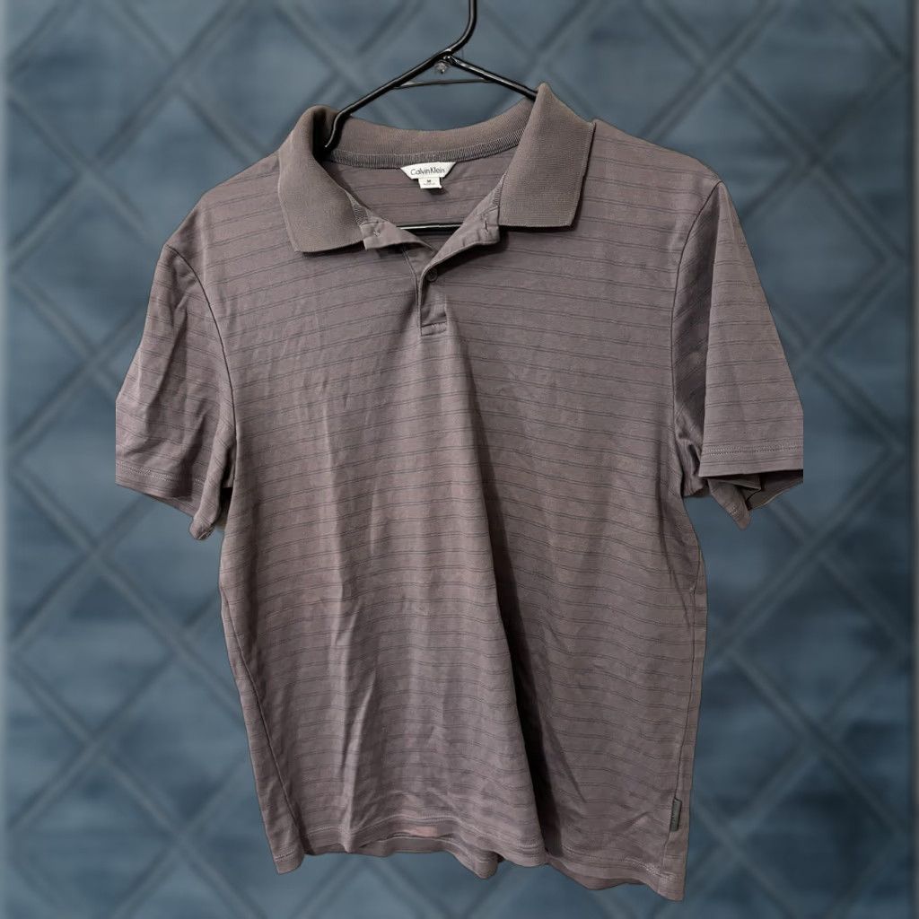 Calvin Klein Calvin Klein Polo Shirt Mens Medium Purple Striped Size US M / EU 48-50 / 2 - 1 Thumbnail