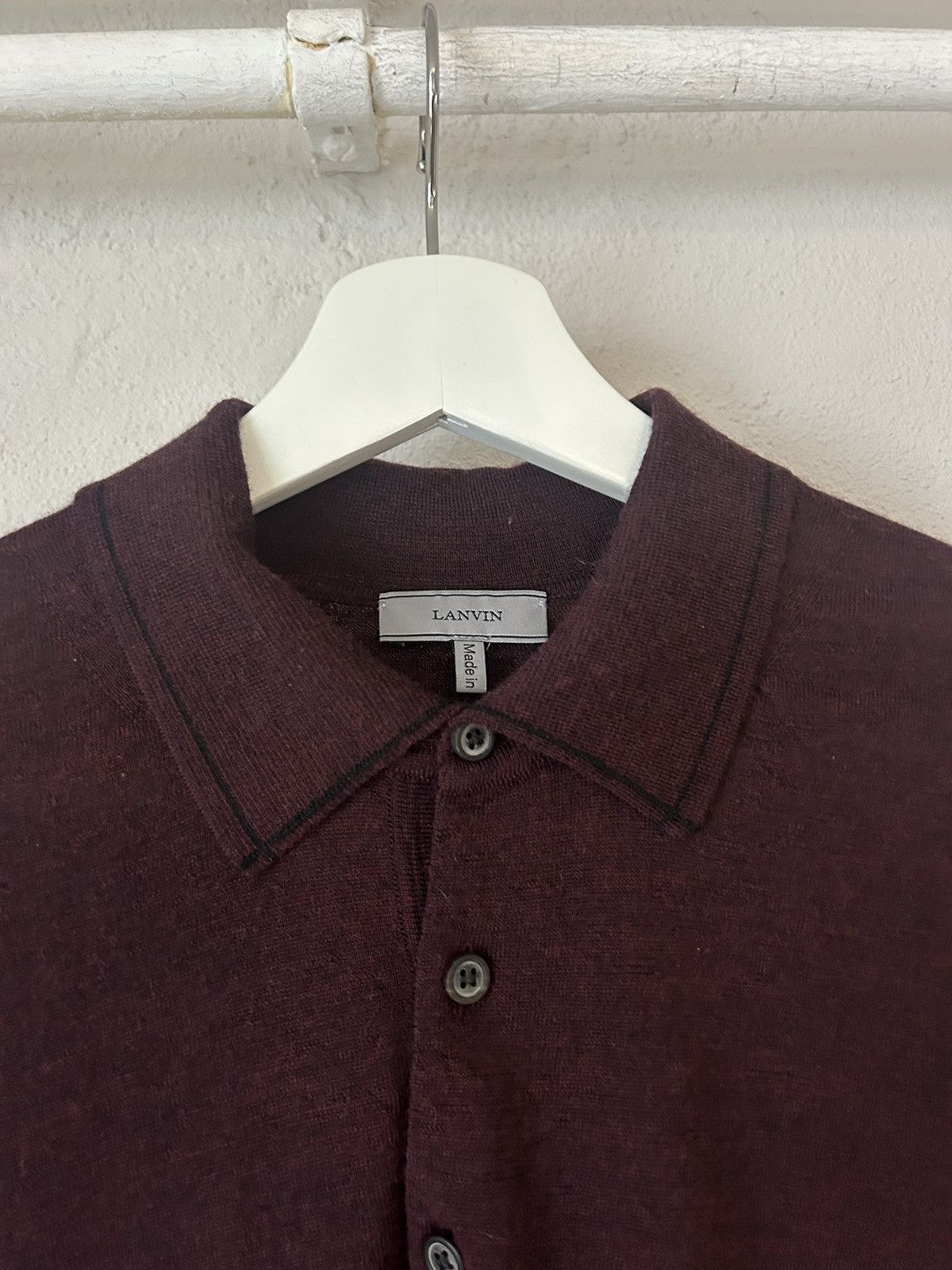 Lanvin Lanvin Burgundy Merino Wool Polo, Size S Size US S / EU 44-46 / 1 - 2 Thumbnail