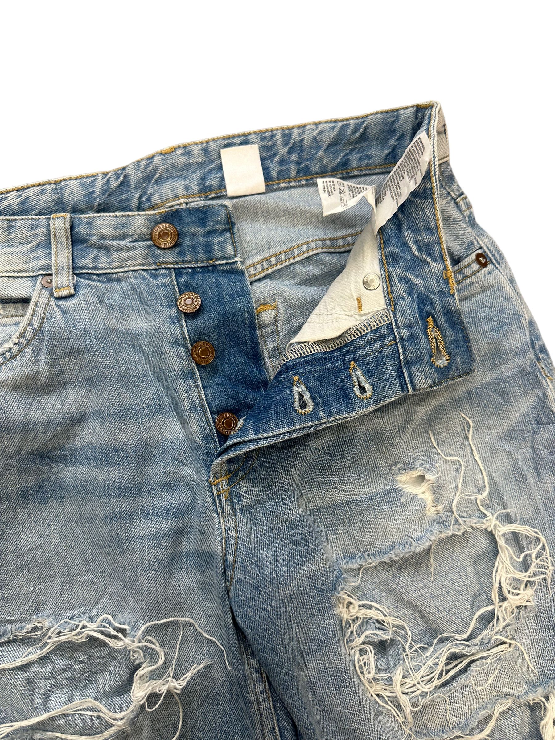 Japanese Brand TRASHED🔥 &DENIM DISTRESSED DENIM PANT SKINNY FIT #7927-190 Size US 27 - 3 Thumbnail
