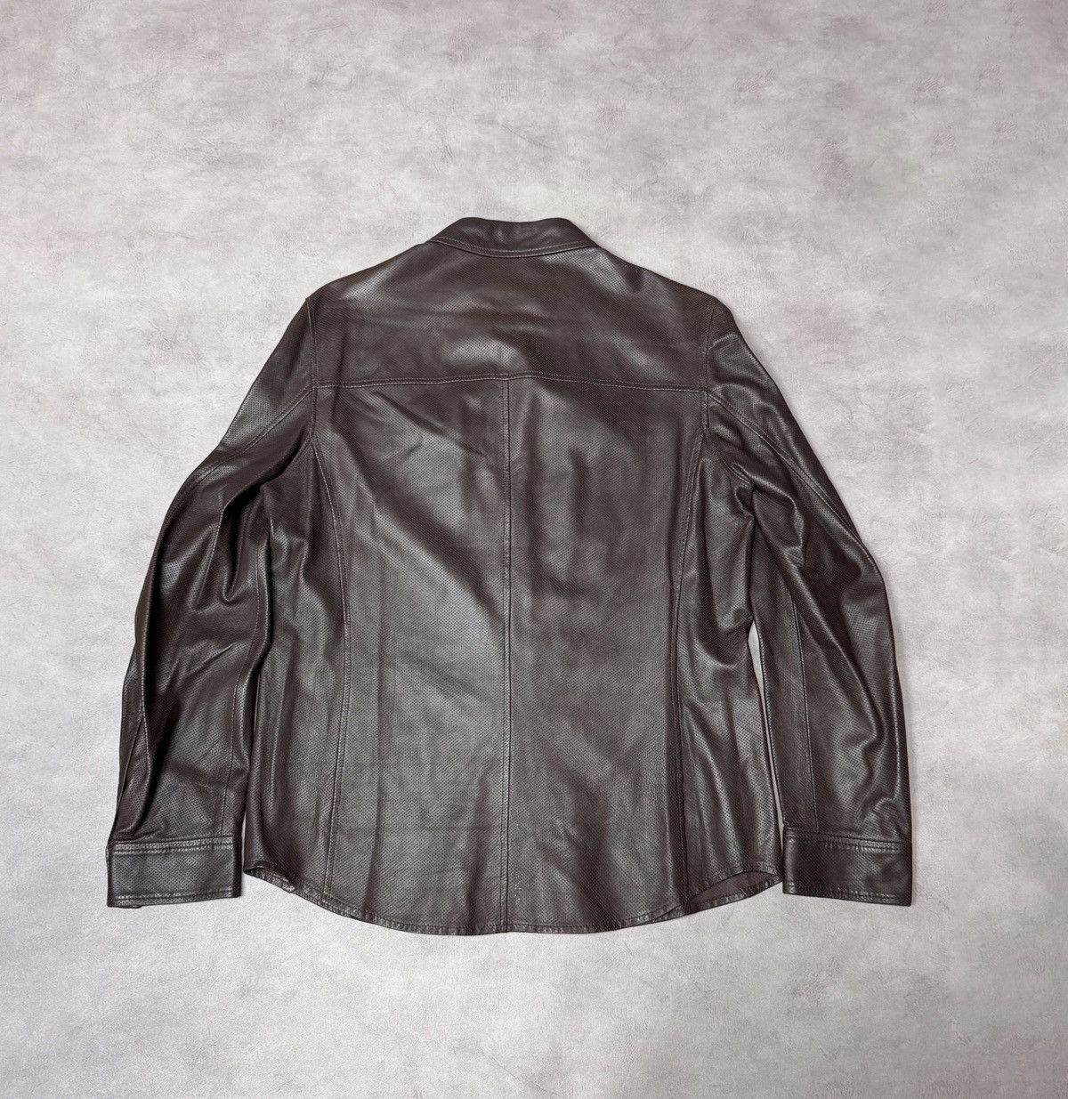 Salvatore Ferragamo Salvatore Ferragamo Perforated Leather Jacket Size:50 Fits-M Size US M / EU 48-50 / 2 - 2 Thumbnail