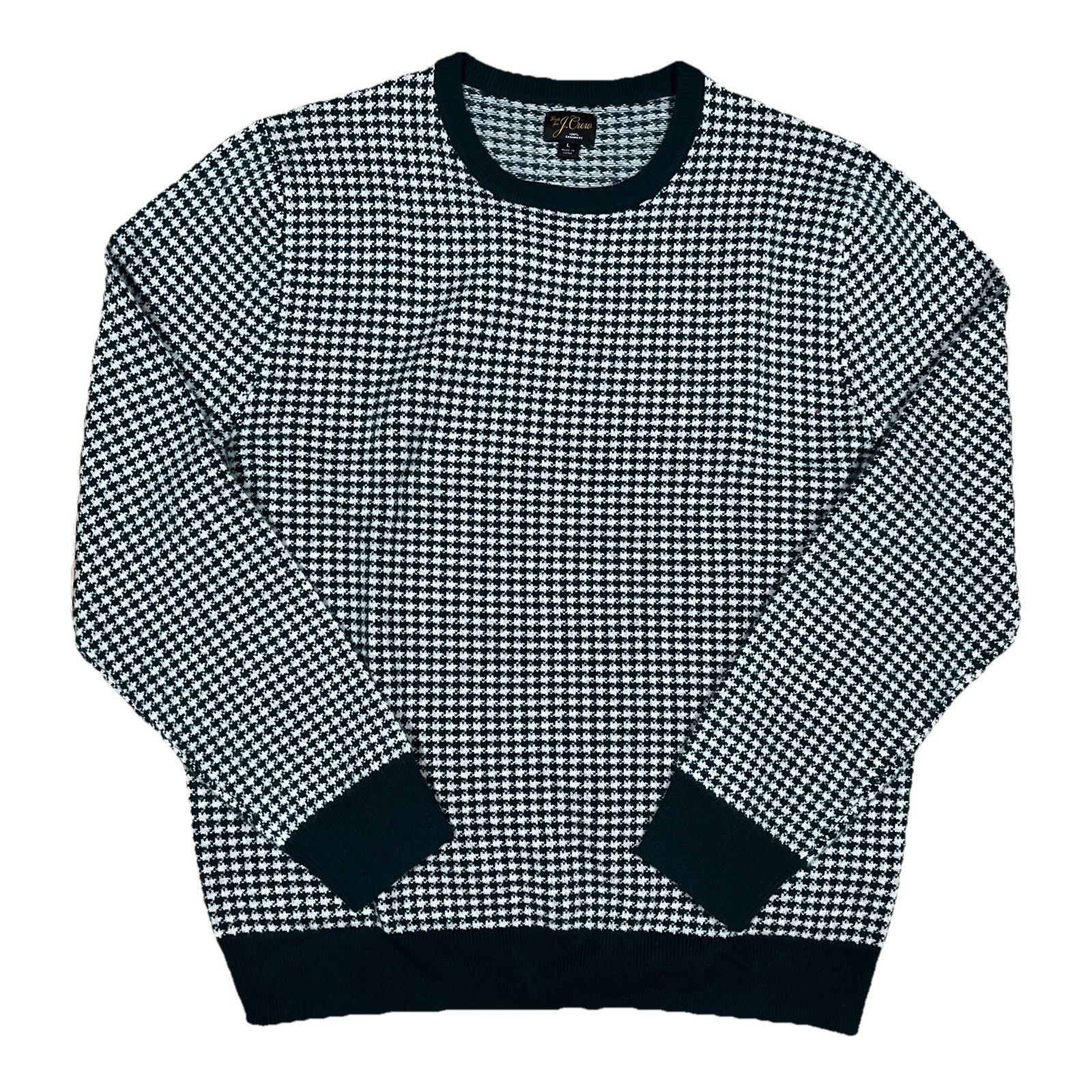 J.Crew NWT J. Crew Cashmere Crewneck Sweater Houndstooth Pattern Size US L / EU 52-54 / 3 - 1 Thumbnail