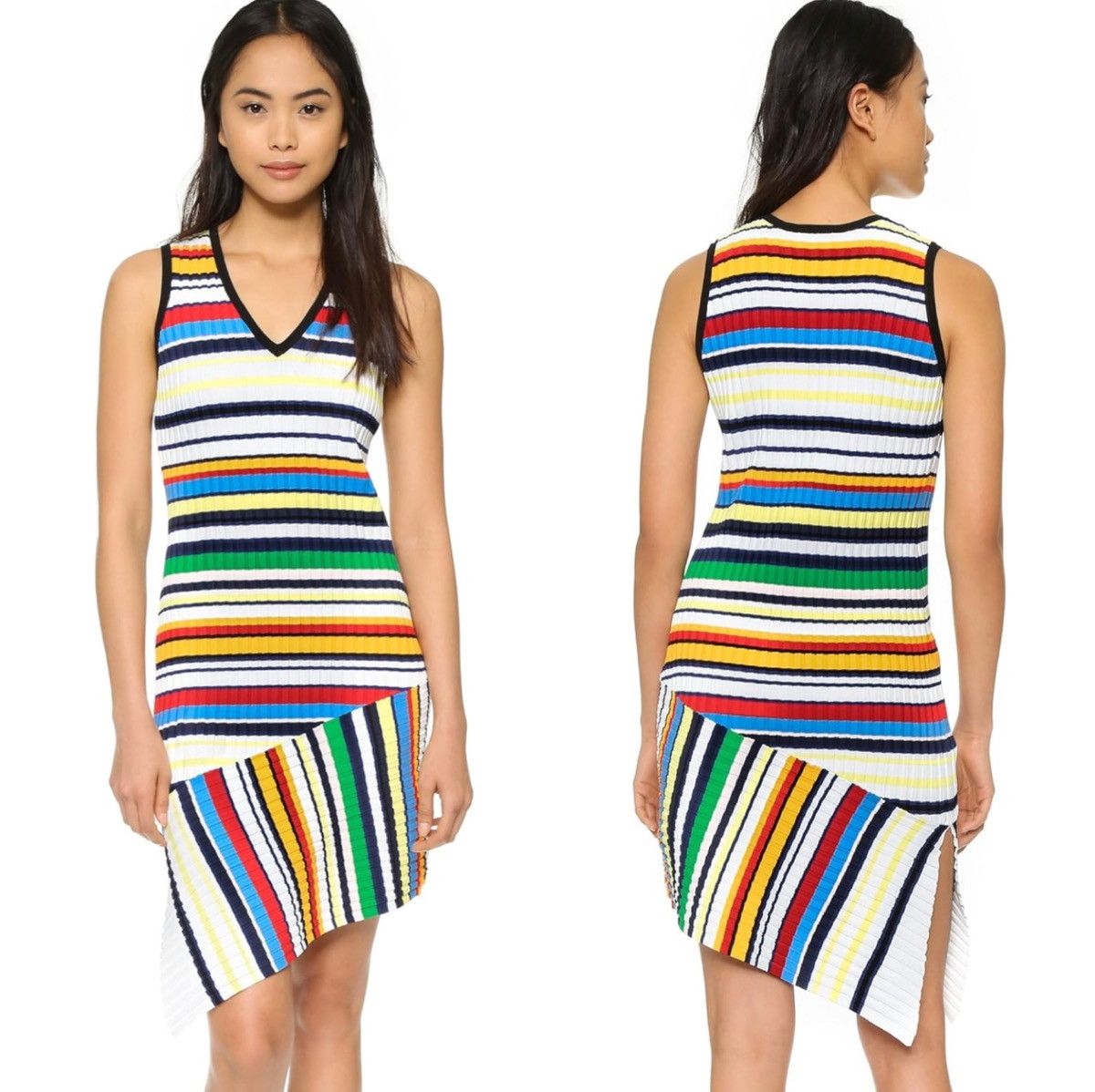 Milly Stripe Bodycon Mini Dress Sleeveless Knit Asymmetrical -  www.jkreigsman.com