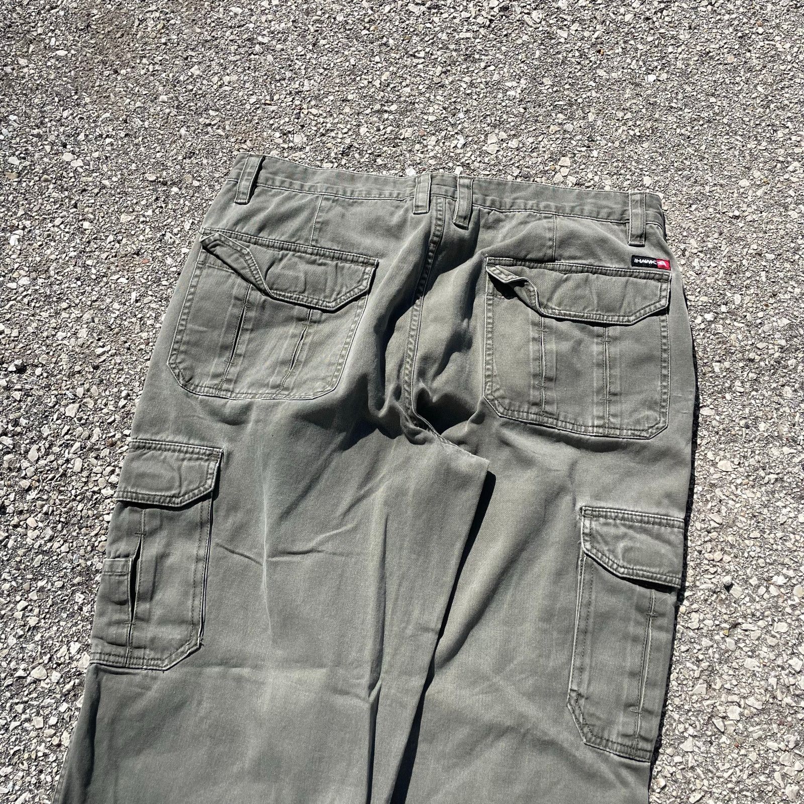 Hawk Hawk Cargo Pants Baggy Skate Utility Green Y2K Style 36x32 Size US 36 / EU 52 - 3 Thumbnail