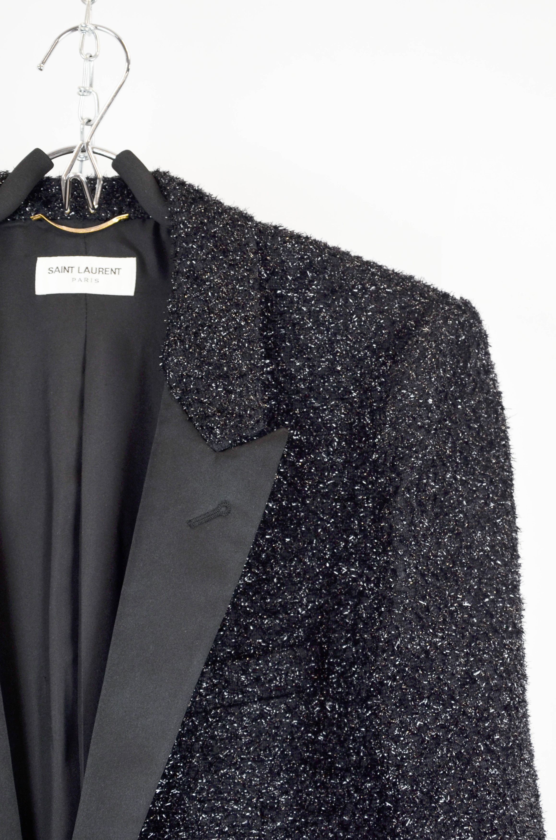 Saint Laurent Paris Saint Laurent Paris Black Sparkle Tuxedo Blazer – Size 46 Size 46R - 9 Thumbnail