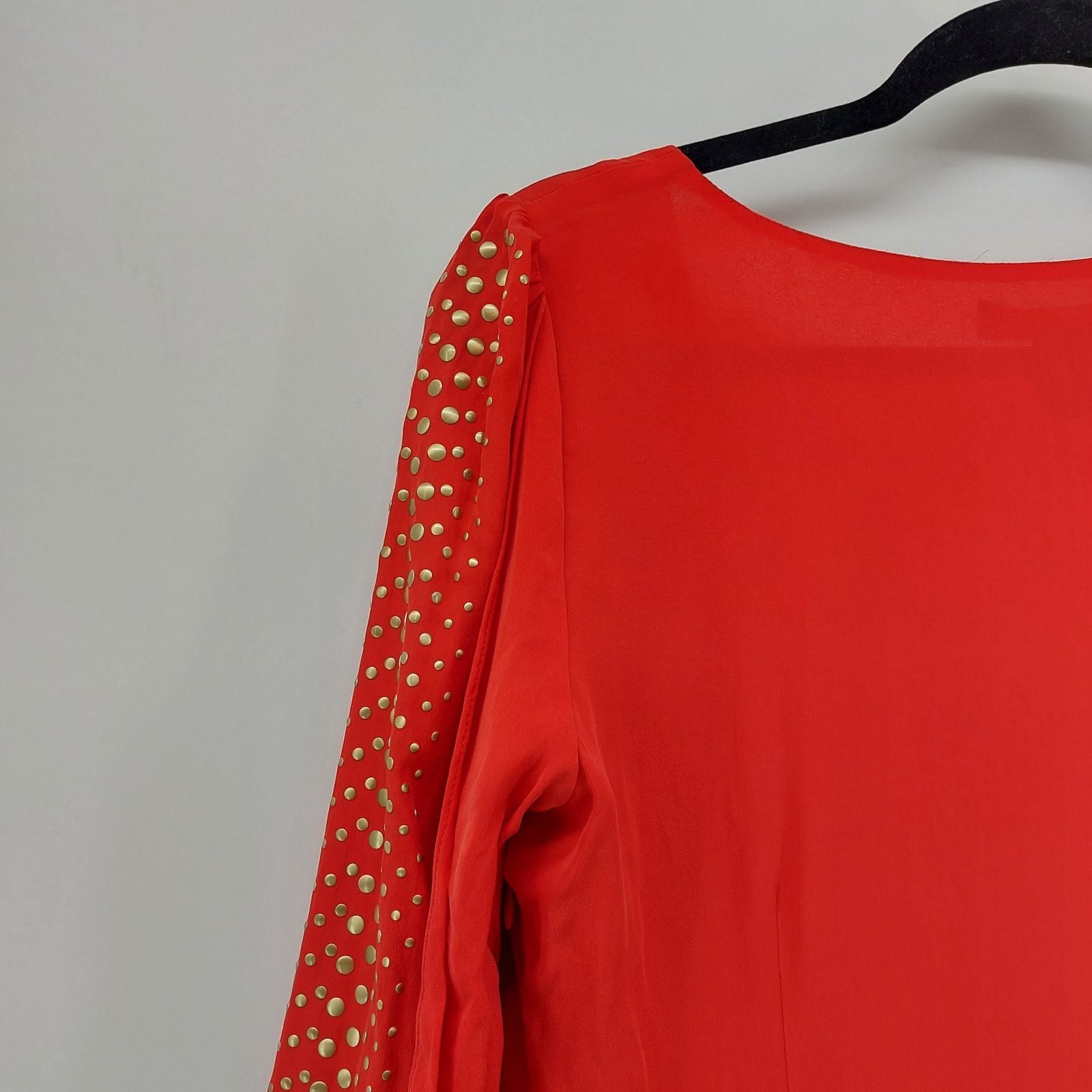 White House Black Market White House Black Market Silk Red Top Studded Sleeves Sz 6 Size M / US 6-8 / IT 42-44 - 3 Thumbnail