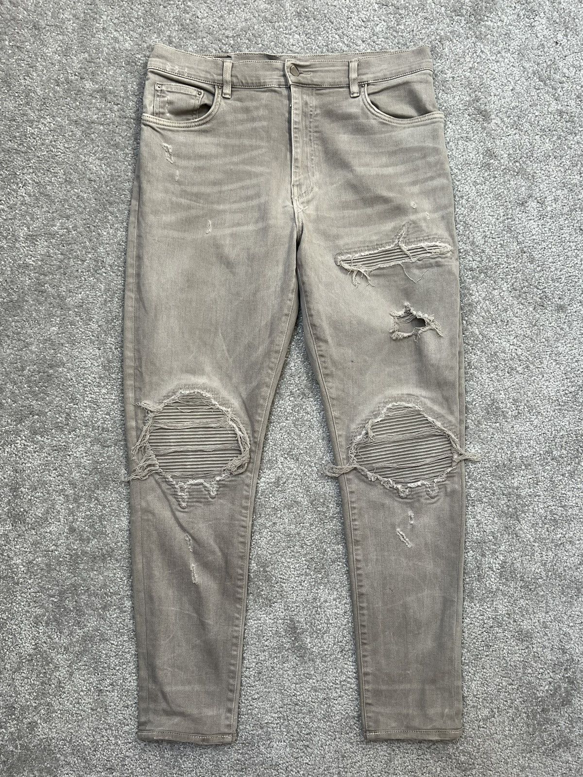 Amiri Amiri Mx-1 Grey Skinny Jeans With Patches Size 36 Size US 36 / EU 52 - 2 Thumbnail