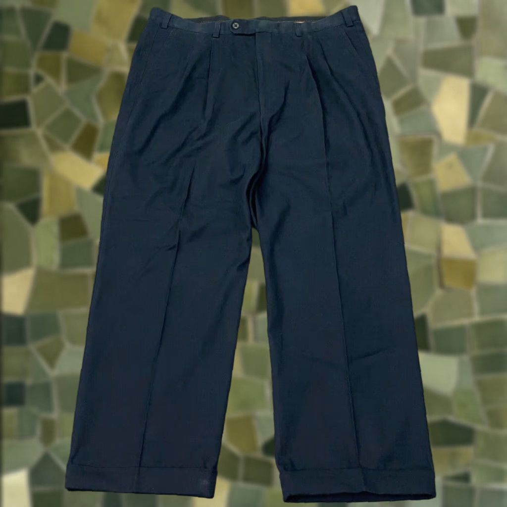 Vintage VINTAGE Hiltl Pants Mens Size 40/38 Blue Pleated Cuffed Trouser 29" Inseam Business NWT Size US 39 - 1 Thumbnail