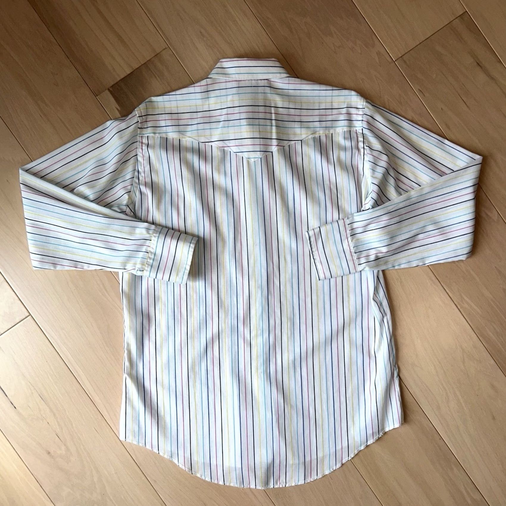 Wrangler VINTAGE Wrangler Brushpopper Pearl Snap Striped Shirt Long Sleeve Men’s 16.5-35 White Cowhide? Size US L / EU 52-54 / 3 - 4 Thumbnail