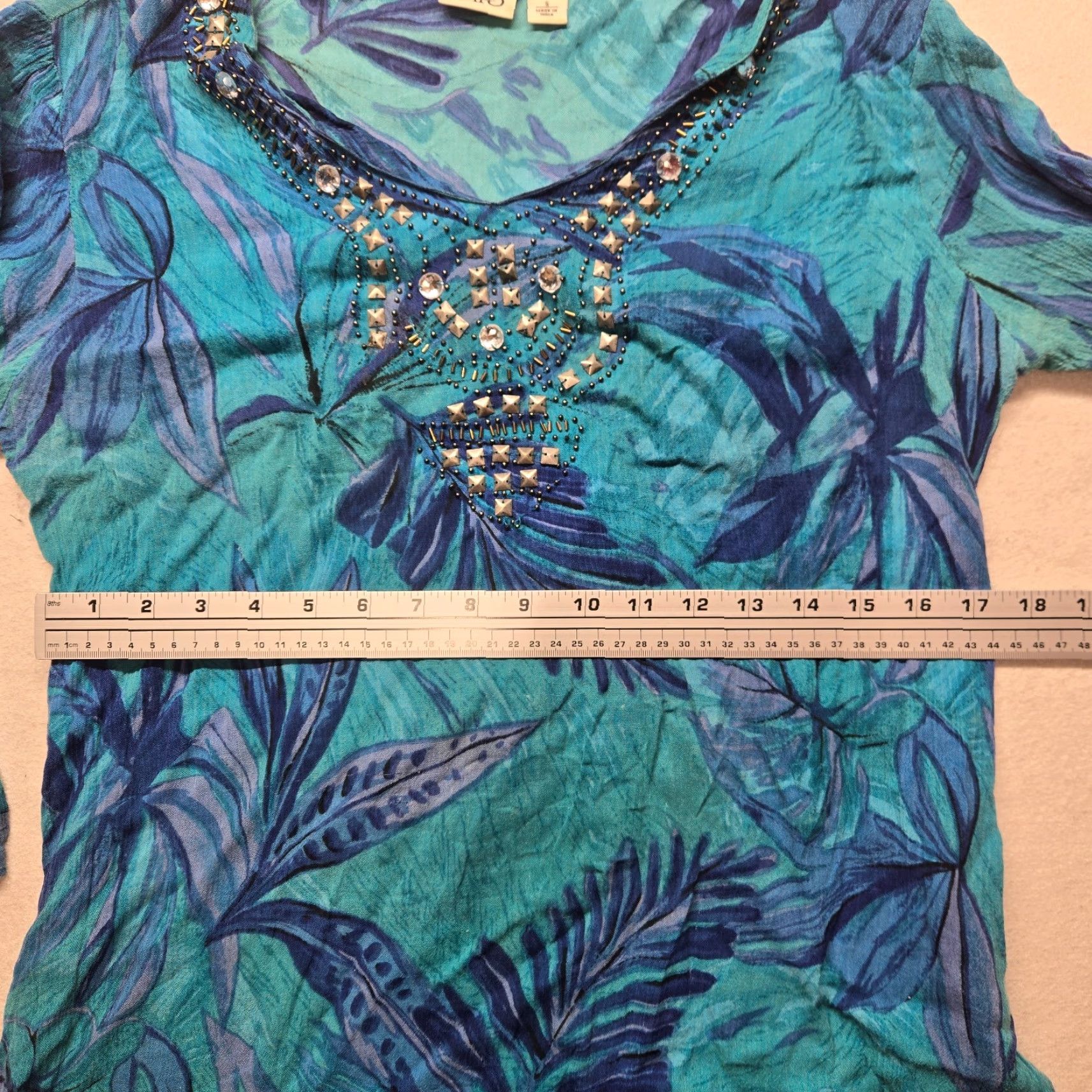 Vintage VINTAGE Cato Shirt 3/4 Sleeve Henley Blue Adult Women's S Small Rhinestone 90s Theme Clothing Size S / US 4 / IT 40 - 5 Thumbnail