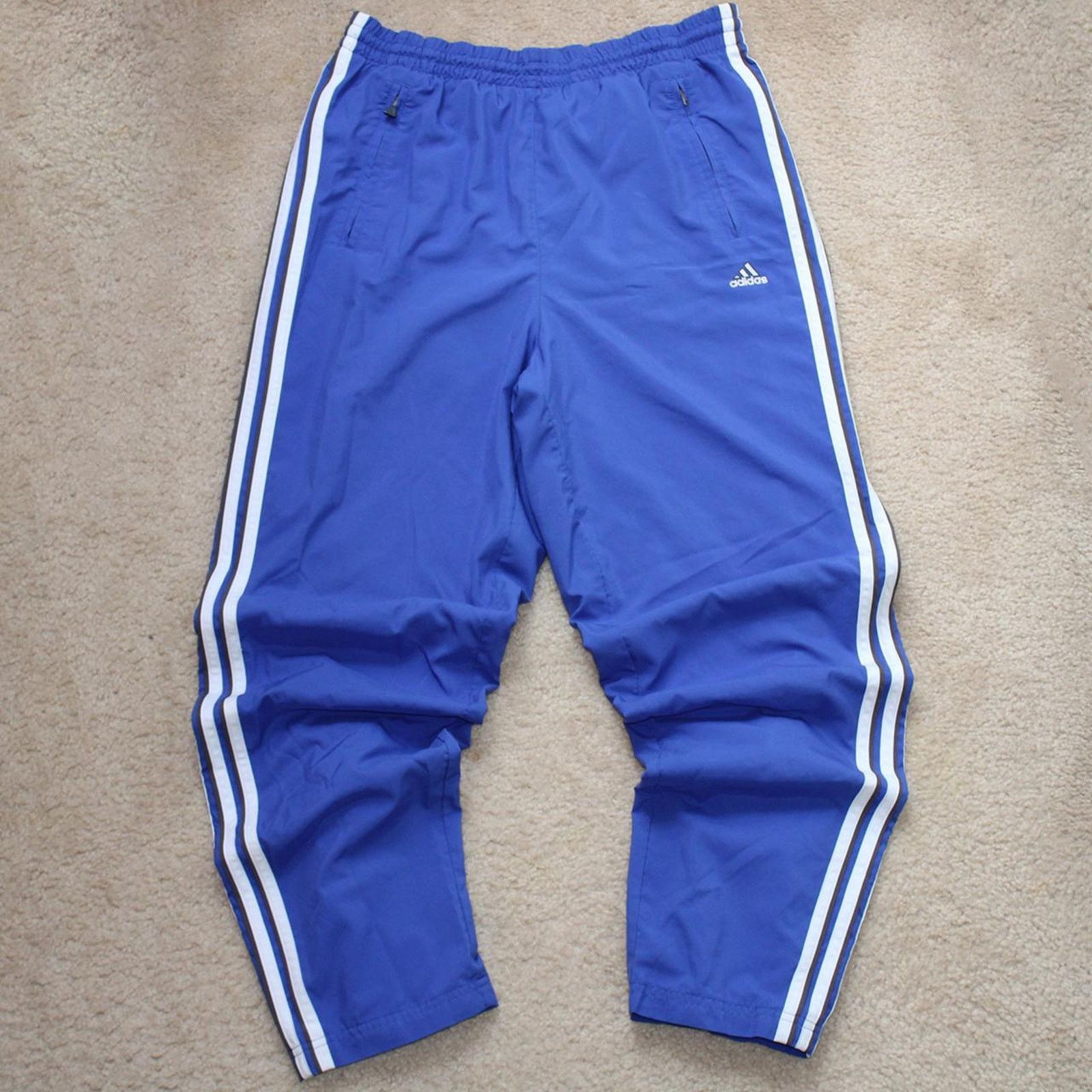 Adidas Vintage 2000's Baggy Blue Adidas Striped Trackpants Size 26" / US 2 / IT 38 - 1 Thumbnail