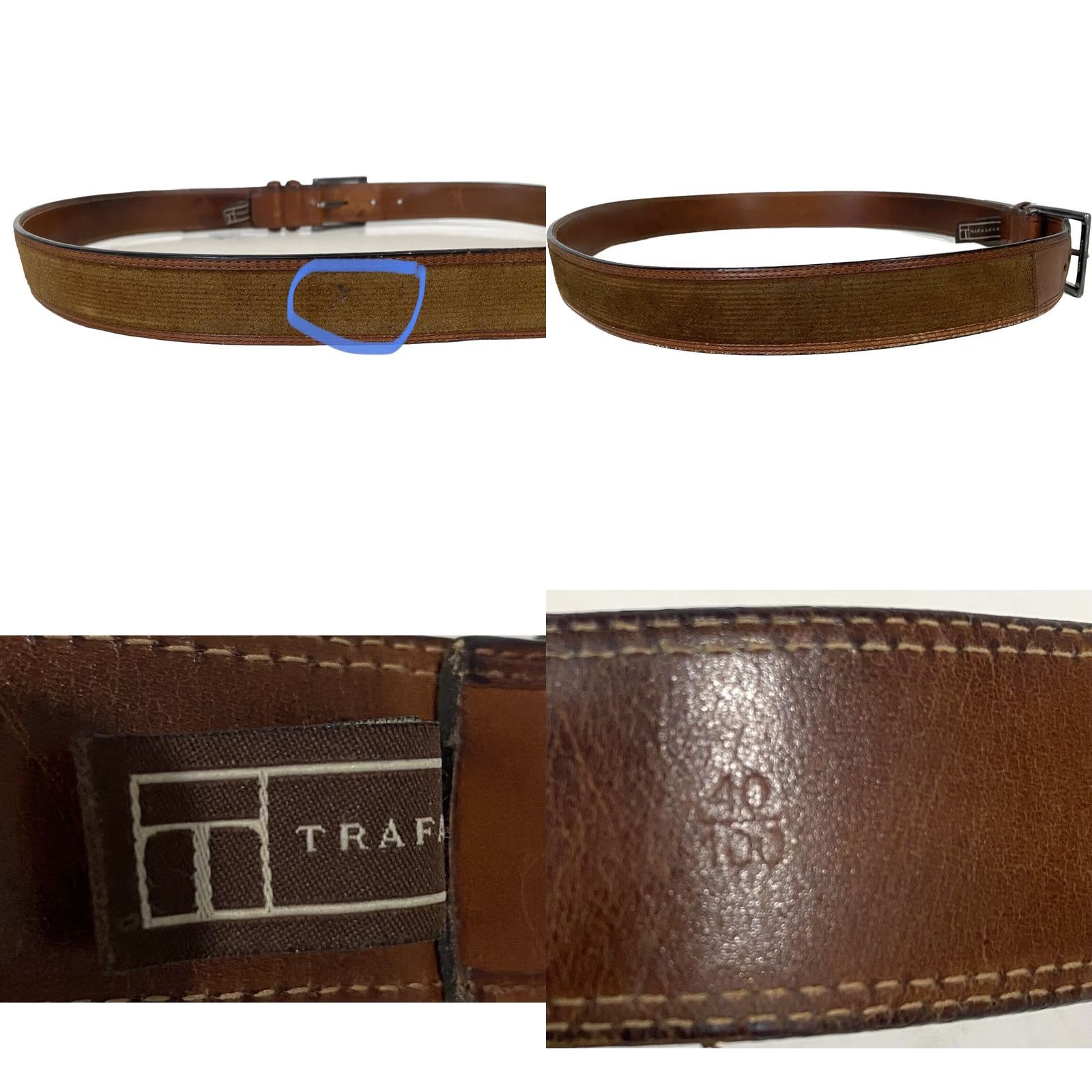 Vintage Trafalgar Belt Men Cowhide Suede Veg Tanned Leather Brown 1103TF14-208 Sz 40 Mens Belt, 1.25” Width, Brown, Preowned, Vintage? Size 40 - 8 Thumbnail