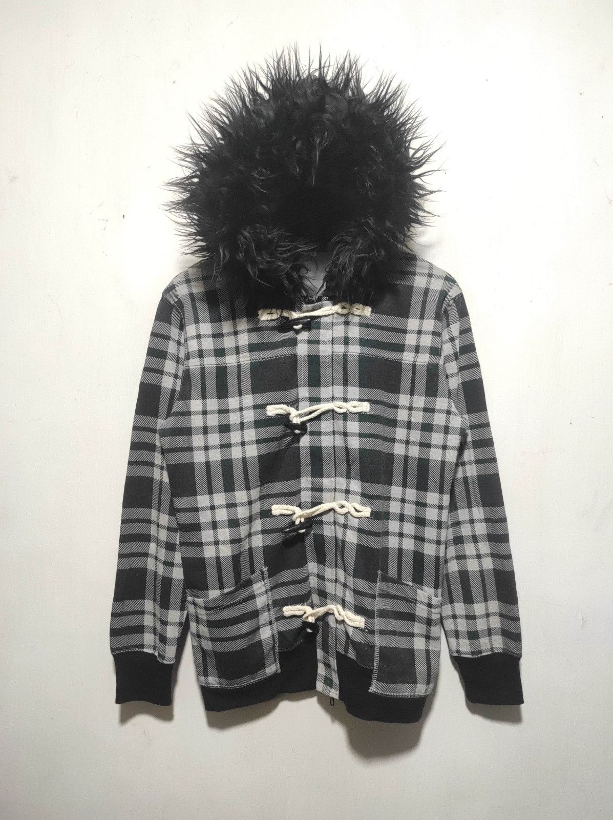 Japanese Brand TK mixpice plaid double zip fur hoodie LGB style Size US M / EU 48-50 / 2 - 2 Thumbnail