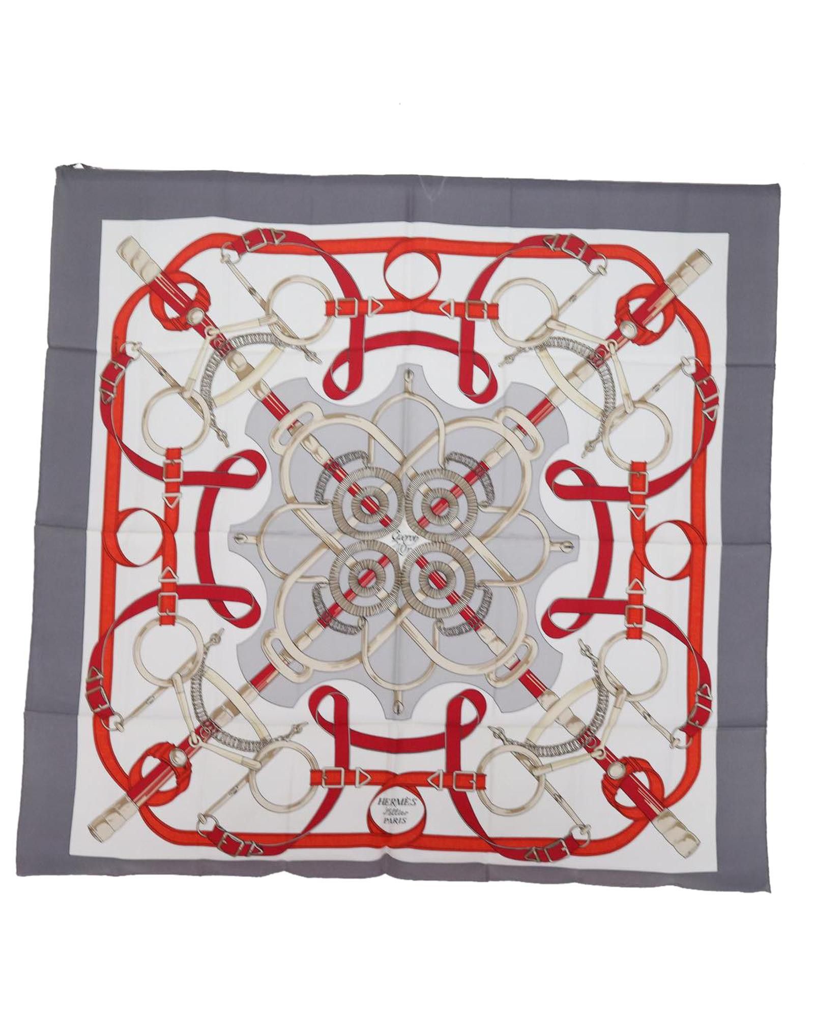 image of Hermes Luxurious Silk Scarf With Timeless Style - Gray, Women's