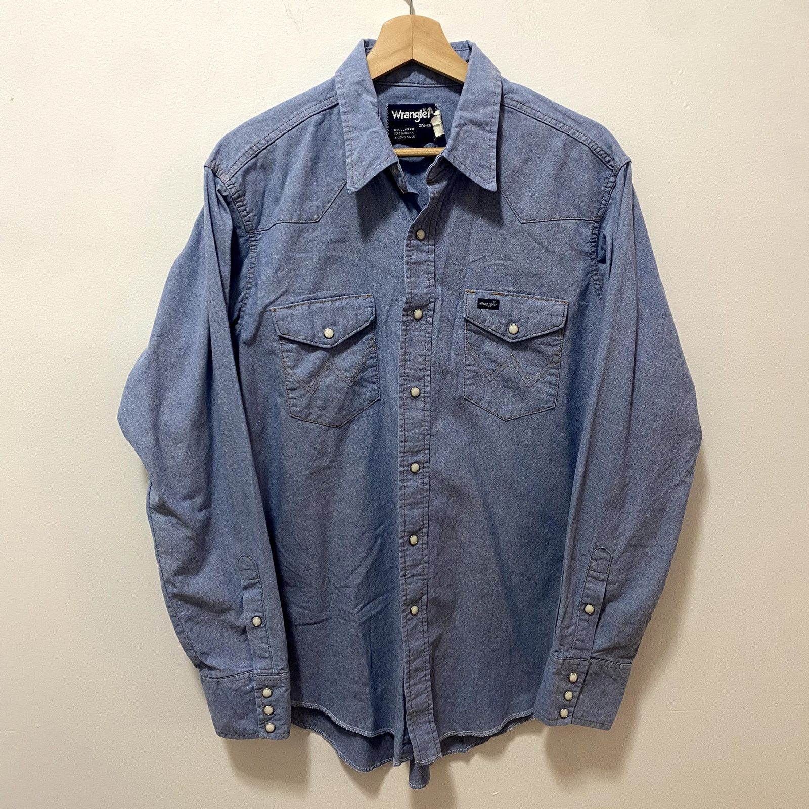 Wrangler Vintage Wrangler Western Denim Shirt Pearl Snap Size US L / EU 52-54 / 3 - 1 Thumbnail