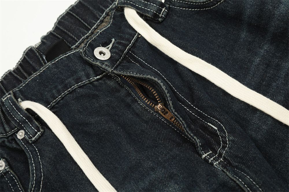 Japanese Brand Street fashion drawstring washed jeans straight y2k Size US 32 / EU 48 - 5 Thumbnail