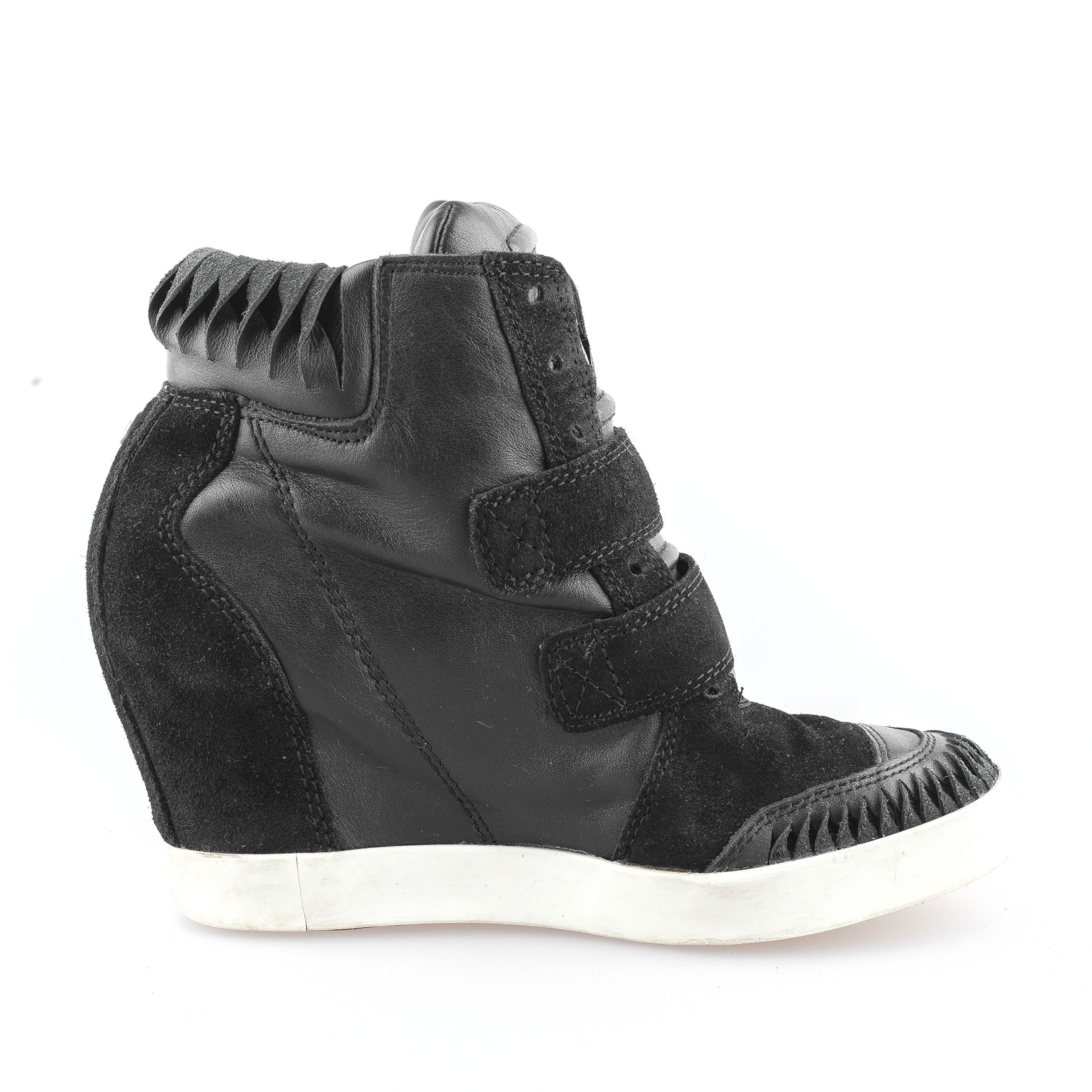 Diesel Diesel Black Leather Vintage Wedge Sneakers (37 EU) Size US 6 / IT 36 - 3 Thumbnail