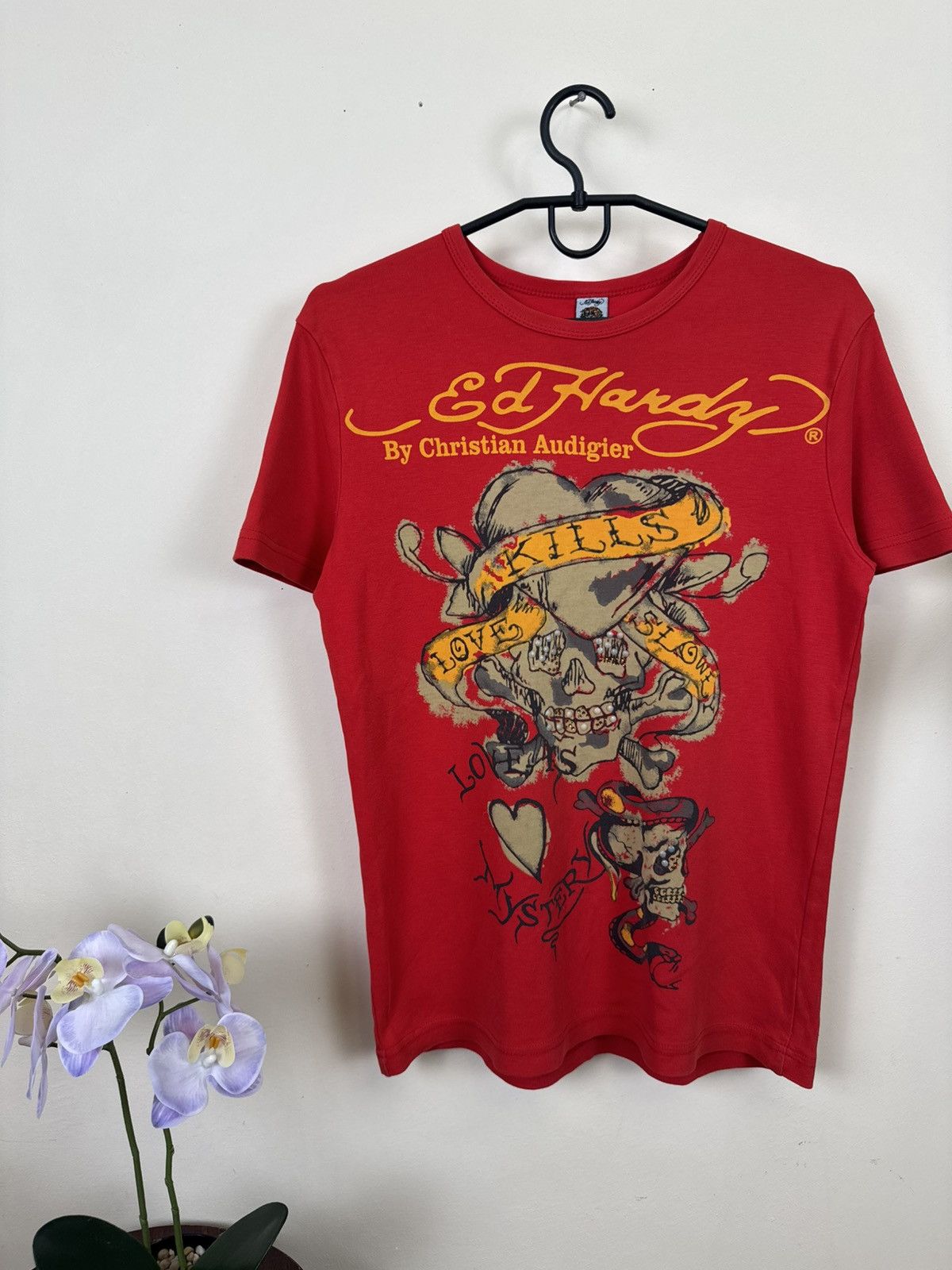 Ed Hardy Vintage Ed Hardy T shirt Women Top Heart Red Tattoo Sz S Y2K Size S / US 4 / IT 40 - 4 Thumbnail