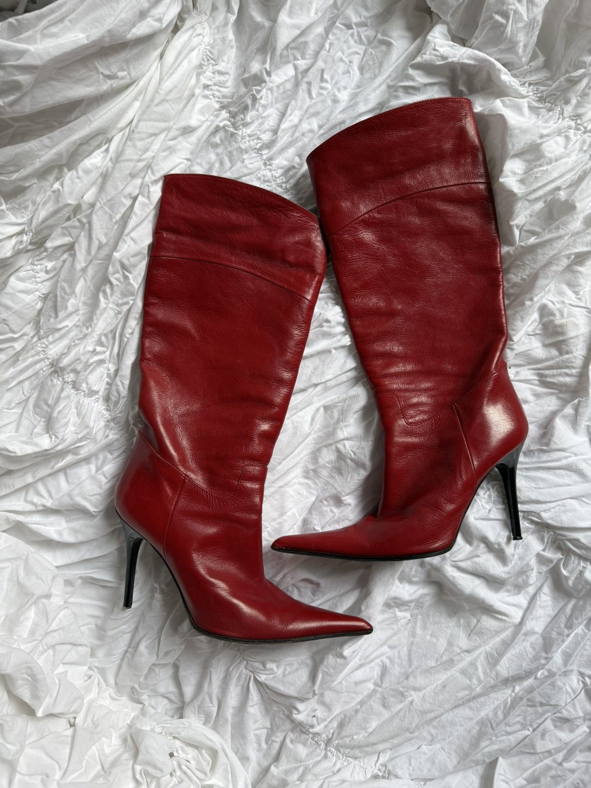 Other Red leather vintage stilettos boots Size US 7 / IT 37 - 1 Thumbnail