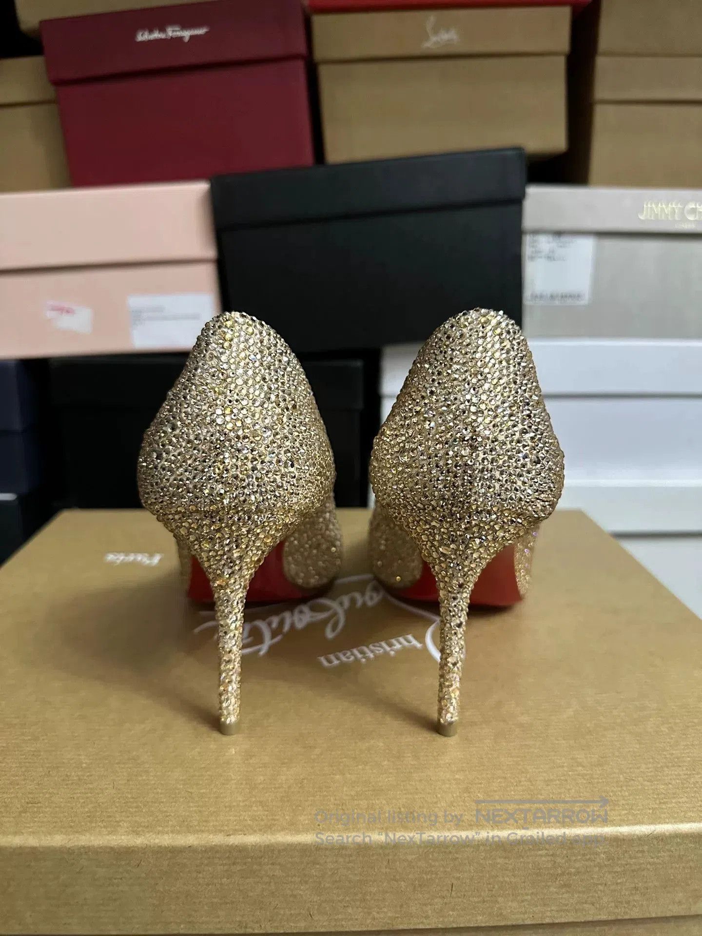 Christian Louboutin Christian Louboutin Red Sole Champagne Crystal Shoes. Size US 7.5 / IT 37.5 - 5 Thumbnail