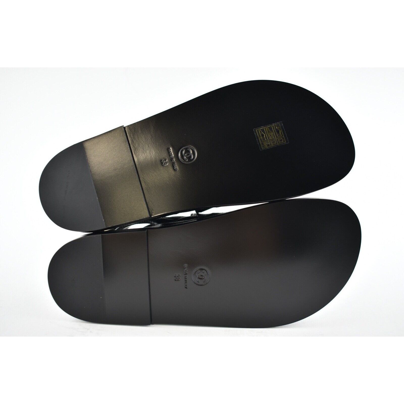 Chanel Chanel 21C Black Caviar Gold CC Logo Mule Slide Strap Flat Size US 8 / IT 38 - 12 Thumbnail