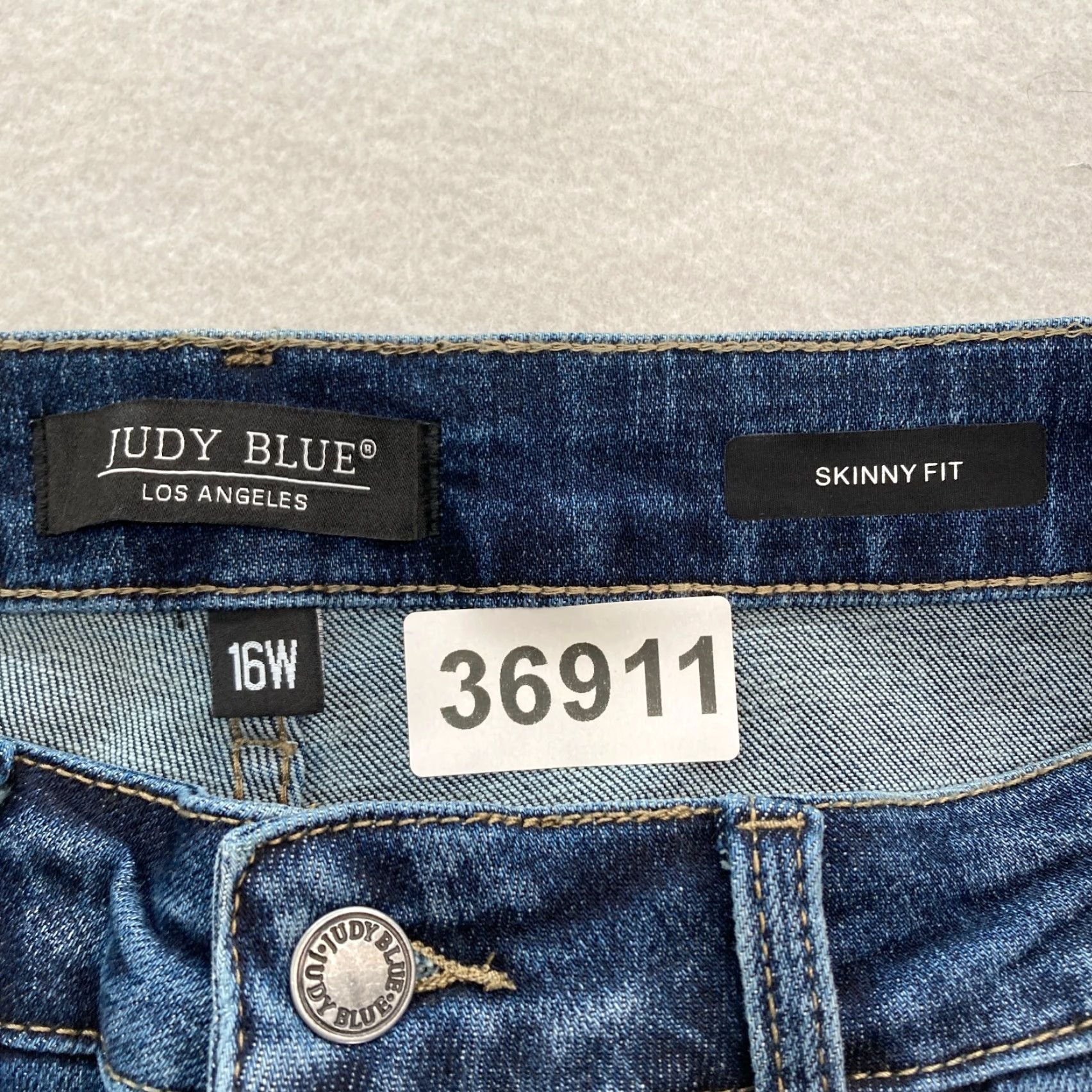Denime Judy Blue Jeans Women's 16W Skinny Fit Dark Wash Blue Stretch Denim Distressed Jeans Size 25" / US 0 / IT 36 - 4 Thumbnail