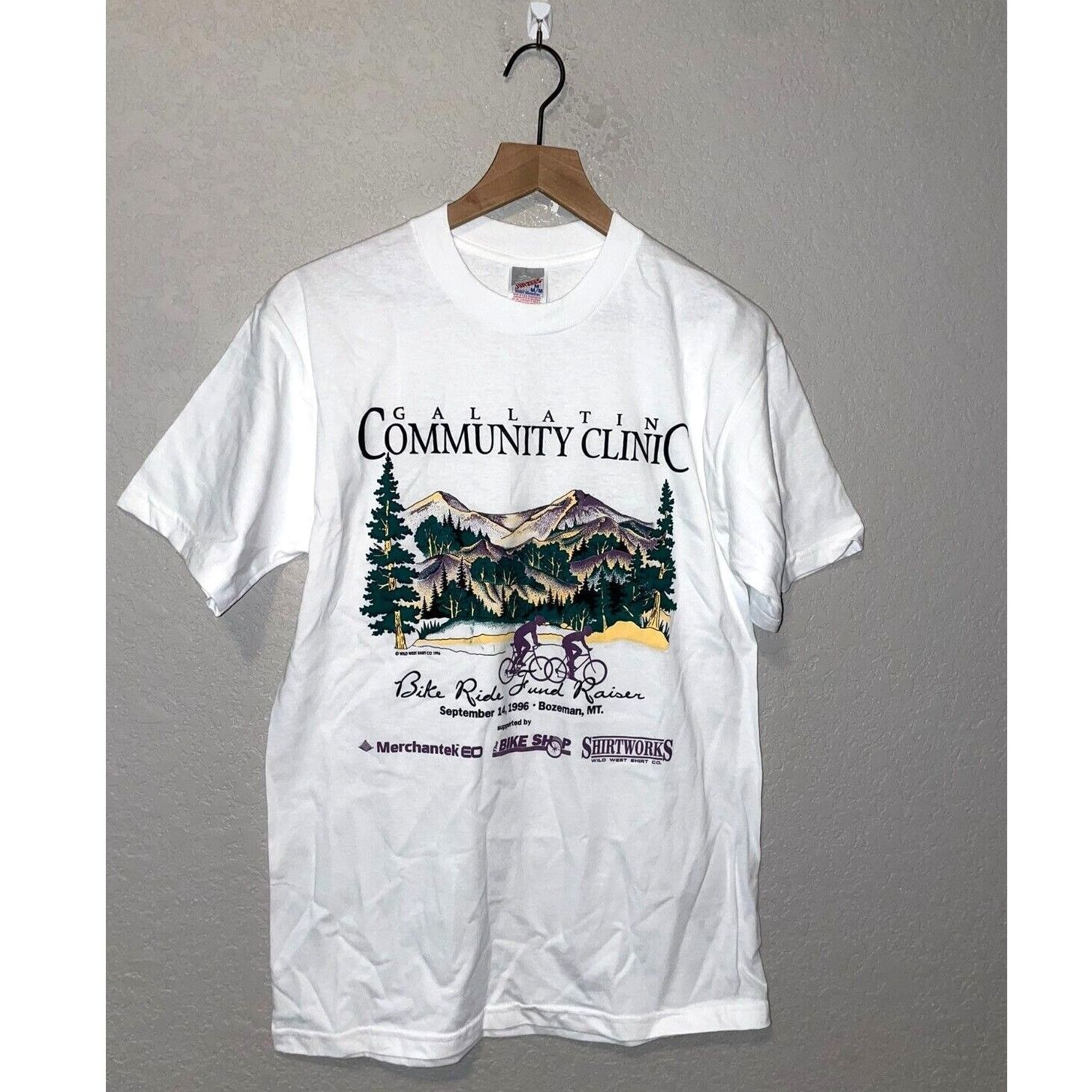Jerzees Vintage Montana Shirt Gallatin Bike Ride White M Tee Size US M / EU 48-50 / 2 - 1 Thumbnail
