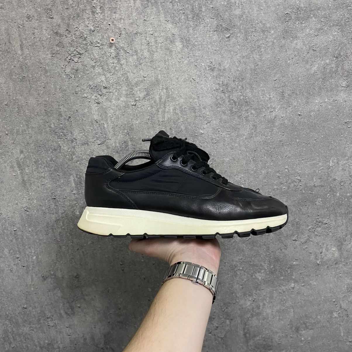 Prada Prada Milano Black Leather Shoes Trainers Prax 01 Size US 7.5 / EU 40-41 - 2 Thumbnail