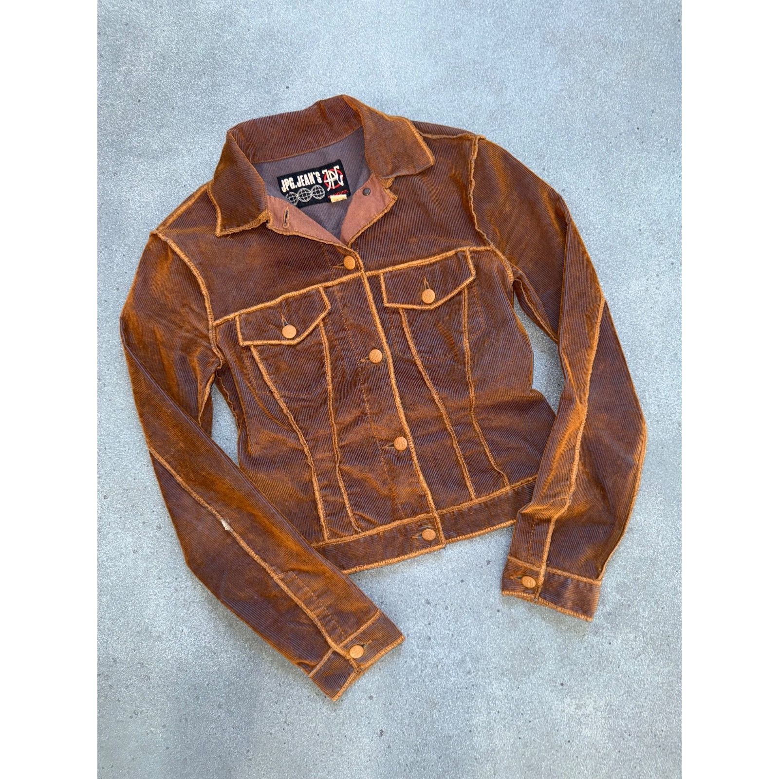 Jean Paul Gaultier Vintage Jean Paul Gaultier Rust Corduroy Blue Brown Jacket S Size S / US 4 / IT 40 - 12 Thumbnail