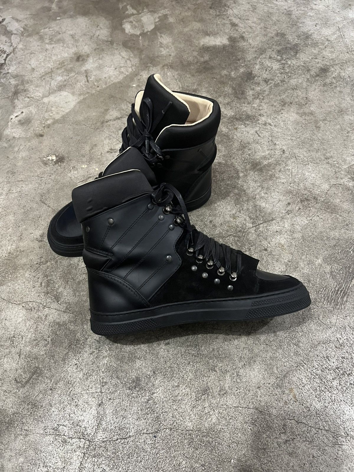Jean Paul Gaultier 2000’s Jean Paul Gaultier Black Suede Leather High Top Shoes Size US 7.5 / EU 40-41 - 4 Thumbnail