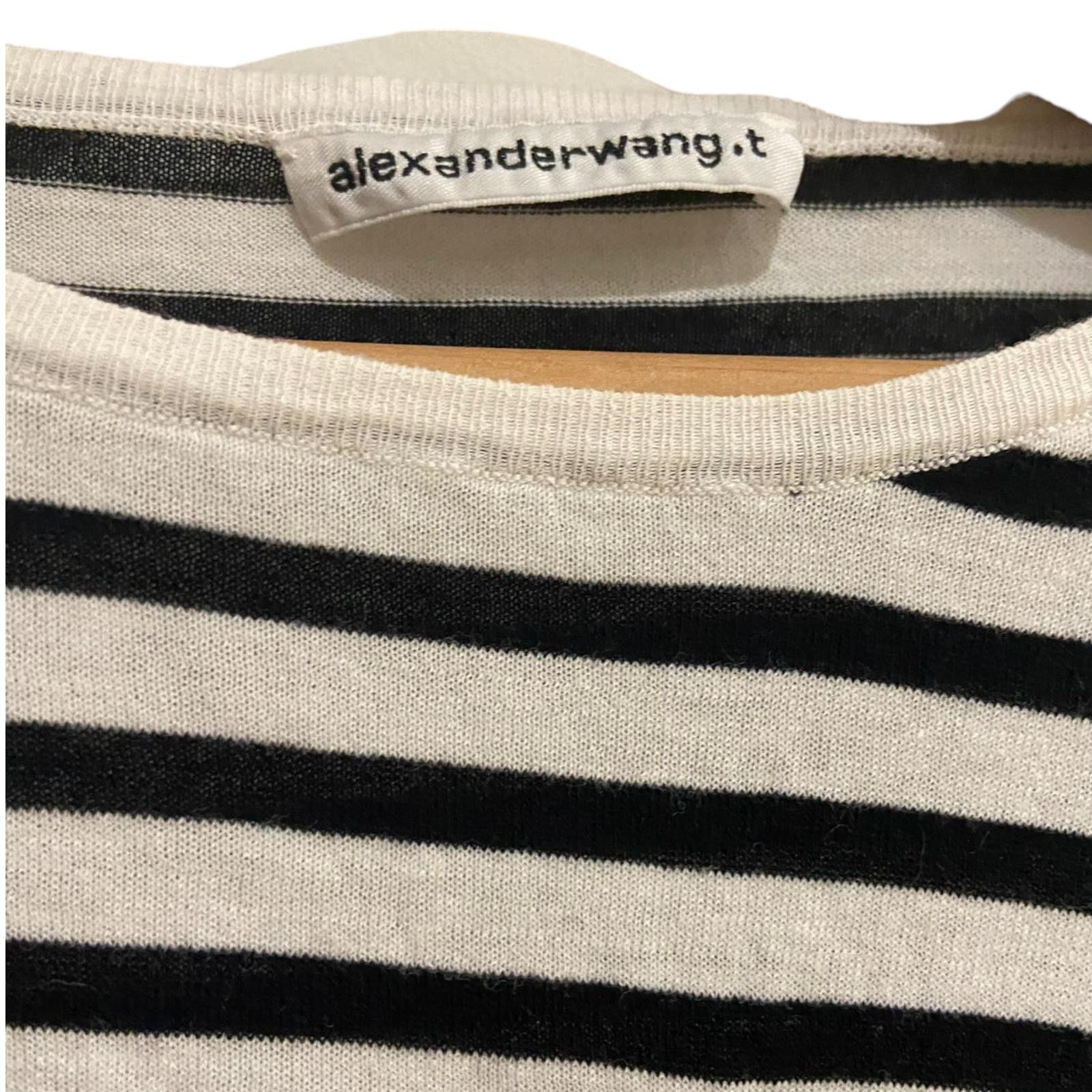 Alexander Wang Alexander Wang T-shirt black/white striped vicose Size S / US 4 / IT 40 - 3 Thumbnail