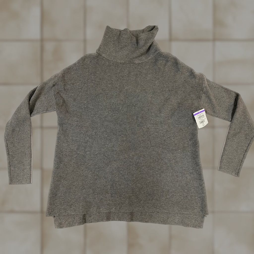 Vintage devotion by cyrus Womens Sweater Turtleneck Dolman Sleeve Pullover Gray XS Small Regular Size S Modern Knit Sleeves Long Button Pattern Solid Size S / US 4 / IT 40 - 1 Thumbnail