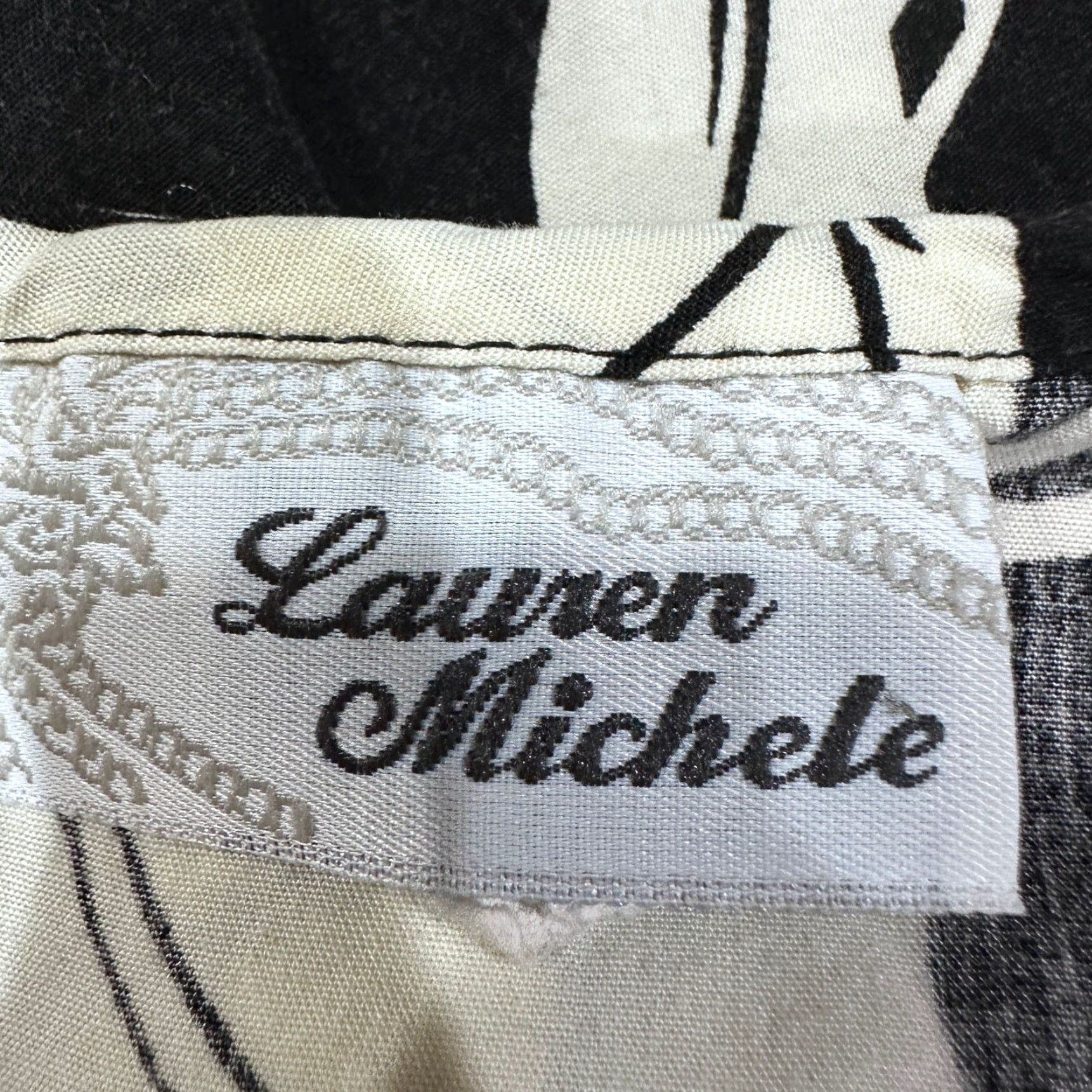 Vintage VINTAGE Lauren Michele Midi Dress Womens M Black Cream Floral Leaf Print Size M / US 6-8 / IT 42-44 - 6 Thumbnail