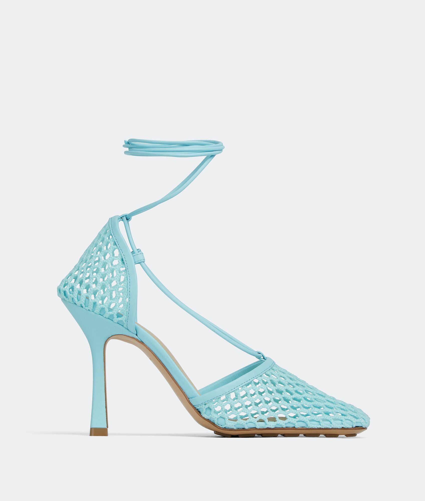 Bottega Veneta o1n1vont1024 Stretch Lace-Up Sandals in Pale Blue Size US 6.5 / IT 36.5 - 1 Thumbnail